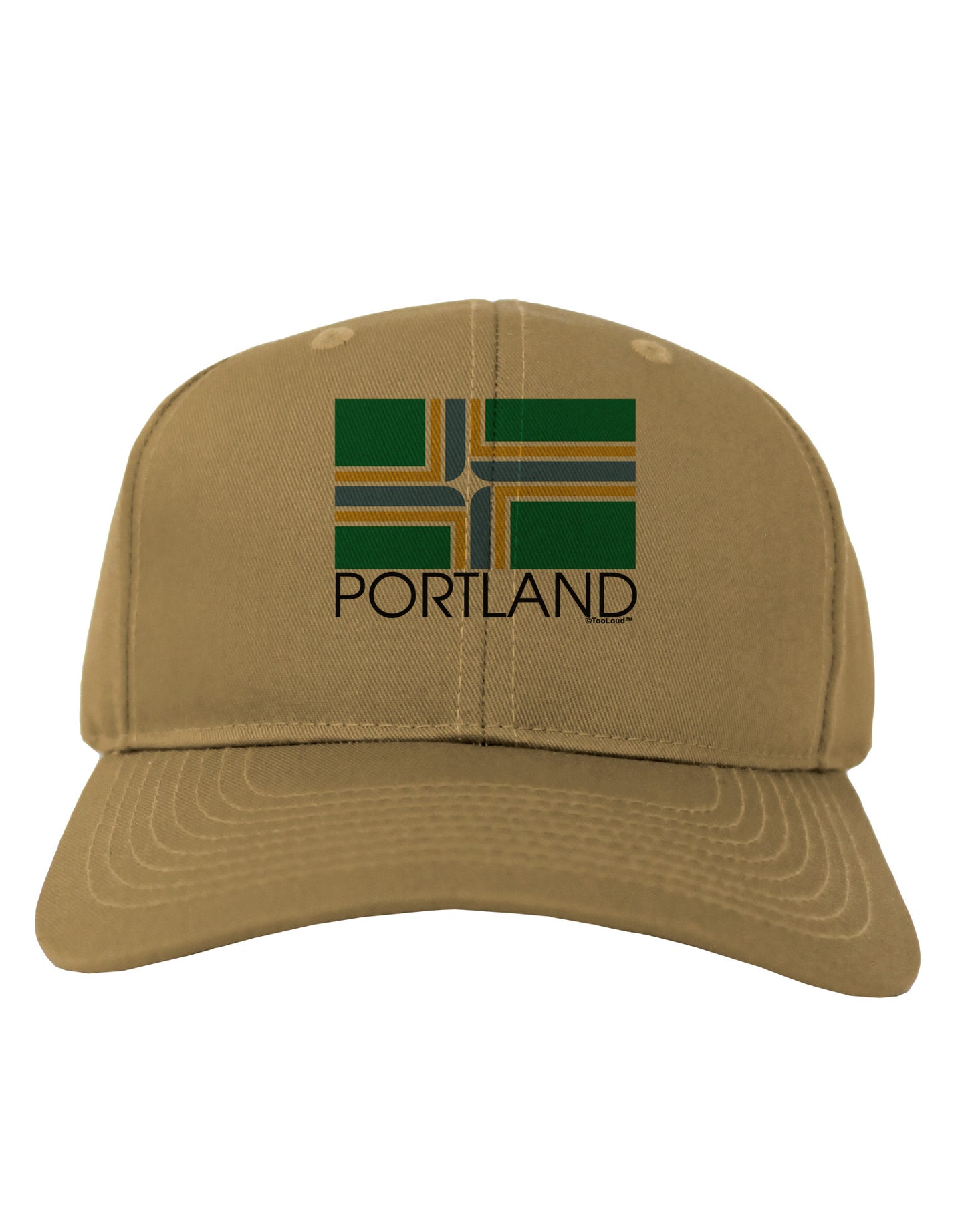 Portland Oregon Flag Text Adult Baseball Cap Hat-Baseball Cap-TooLoud-Khaki-One Size-Davson Sales