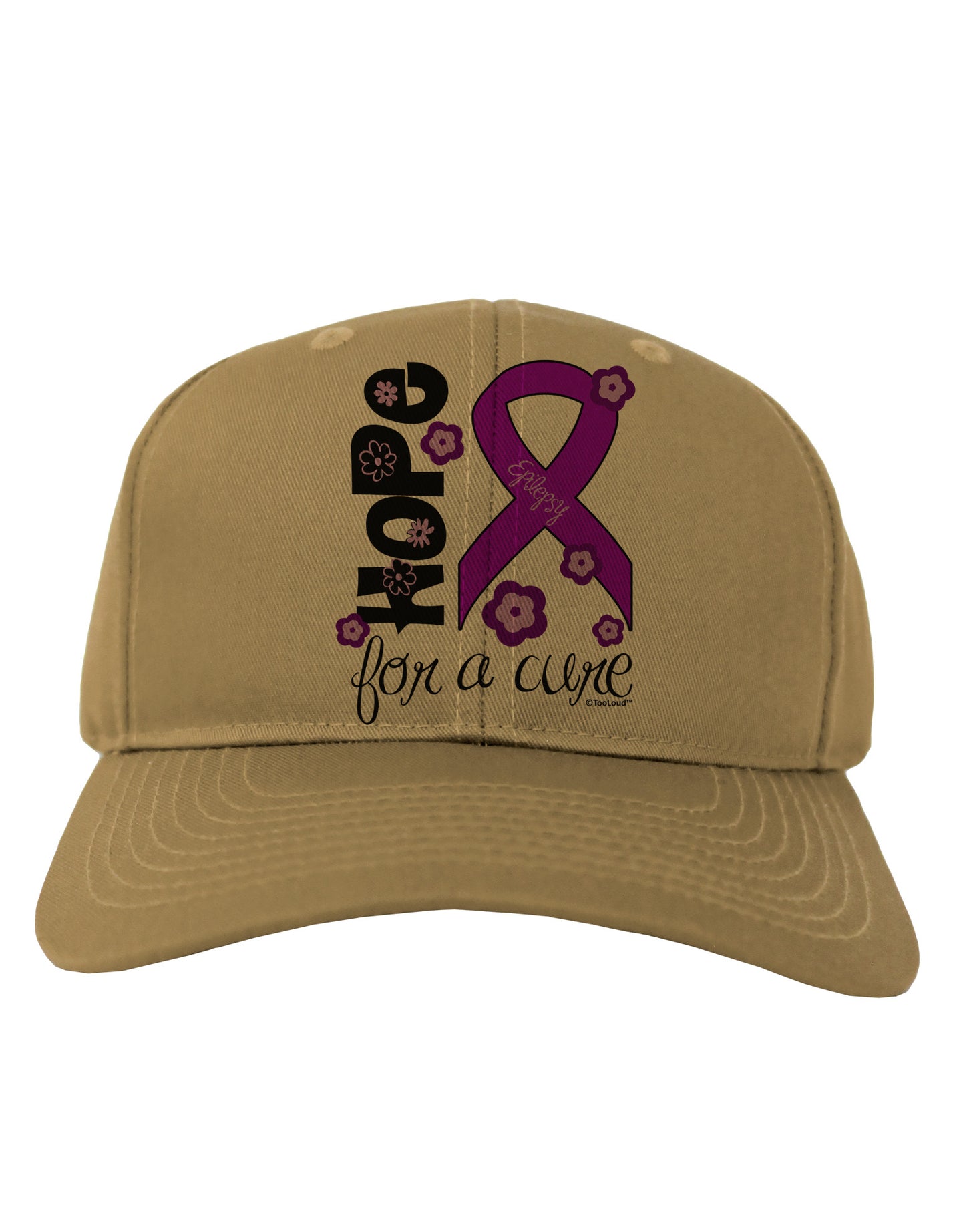 Hope for a Cure - Purple Ribbon Epilepsy - Flowers Adult Baseball Cap Hat-Baseball Cap-TooLoud-Khaki-One Size-Davson Sales