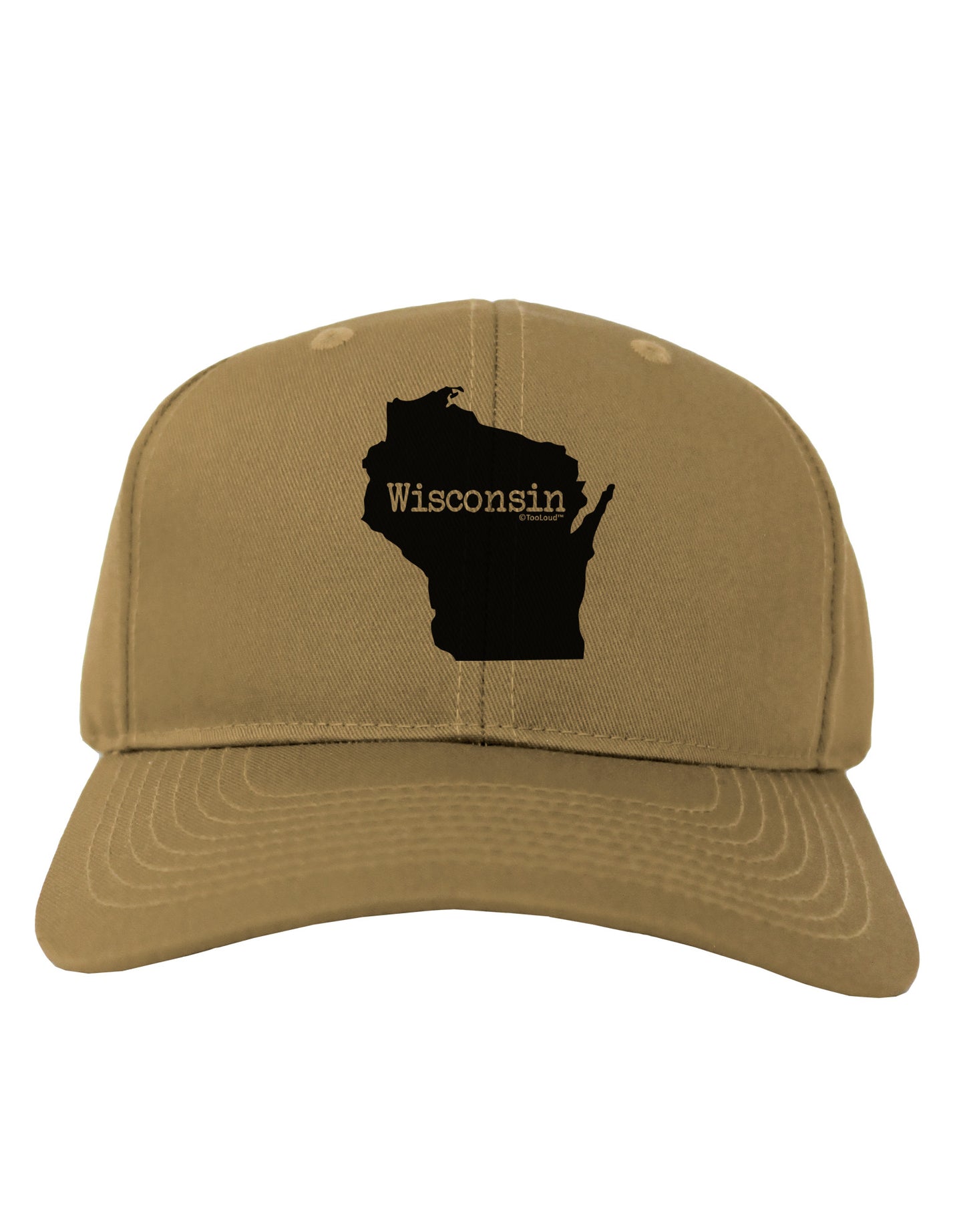 Wisconsin - United States Shape Adult Baseball Cap Hat-Baseball Cap-TooLoud-Khaki-One Size-Davson Sales