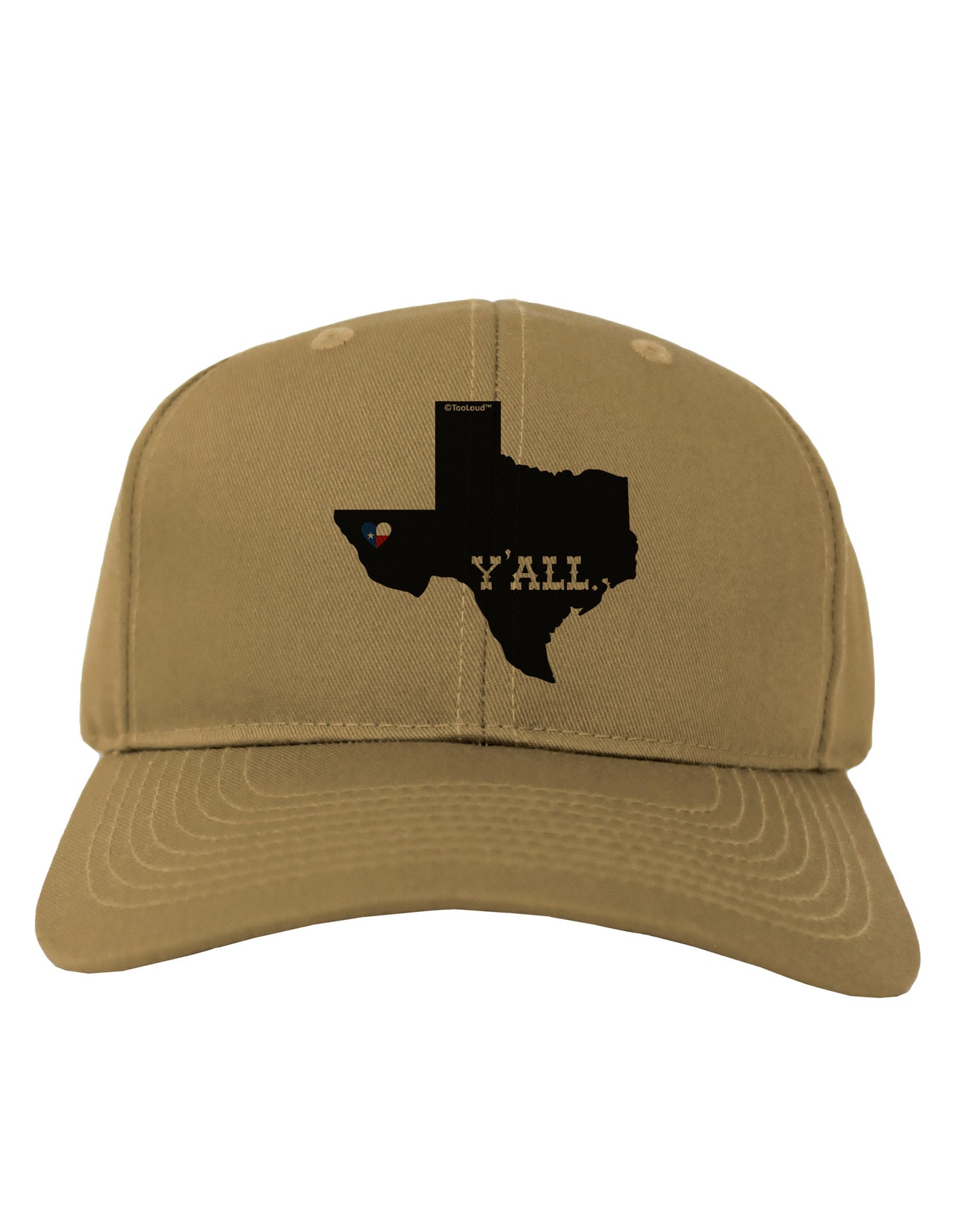 Texas State Y'all Design with Flag Heart Adult Baseball Cap Hat by TooLoud-Baseball Cap-TooLoud-Khaki-One Size-Davson Sales