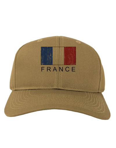 French Flag - France Text Distressed Adult Baseball Cap Hat by TooLoud-Baseball Cap-TooLoud-Khaki-One Size-Davson Sales