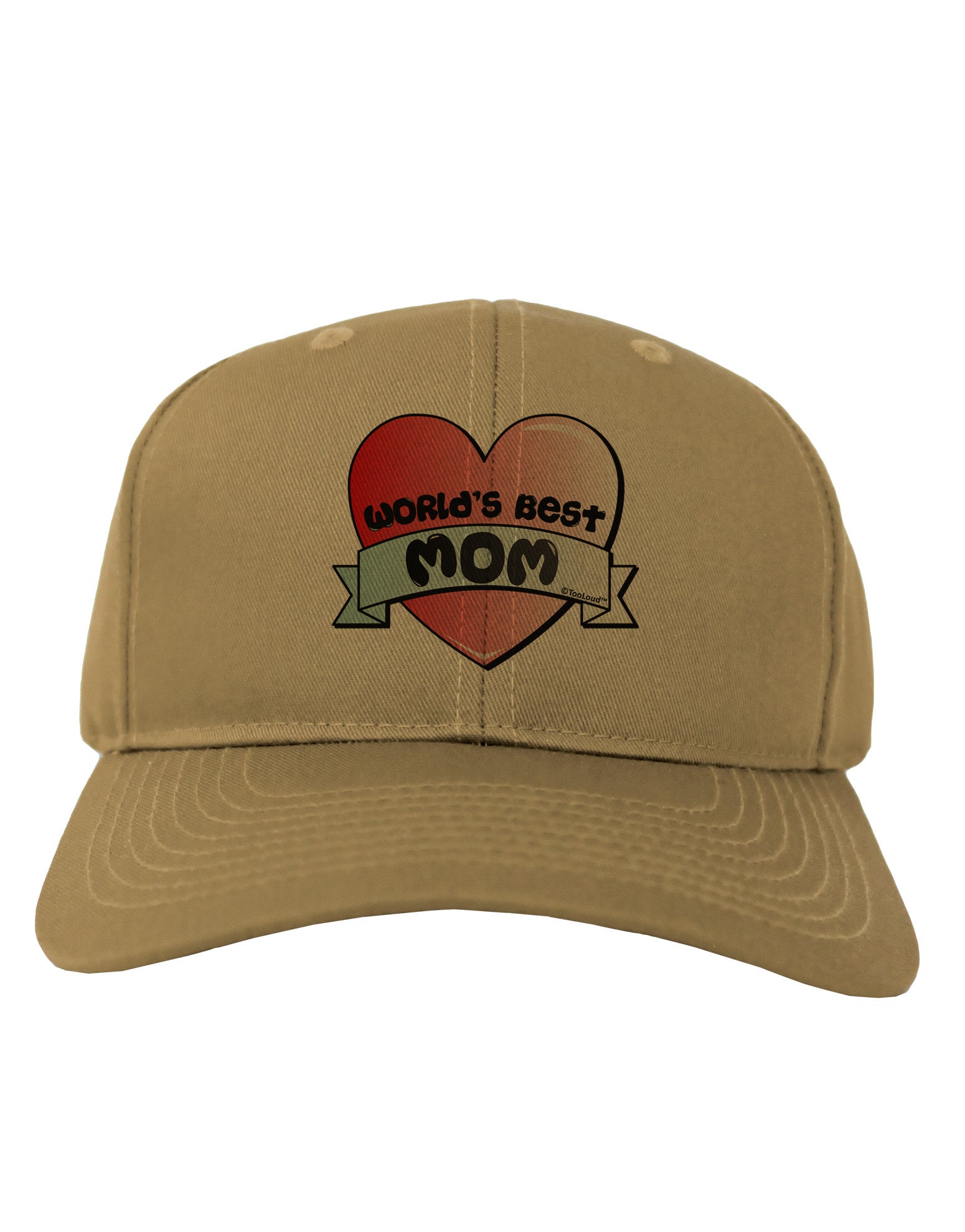 World's Best Mom - Heart Banner Design Adult Baseball Cap Hat by TooLoud-Baseball Cap-TooLoud-Khaki-One Size-Davson Sales