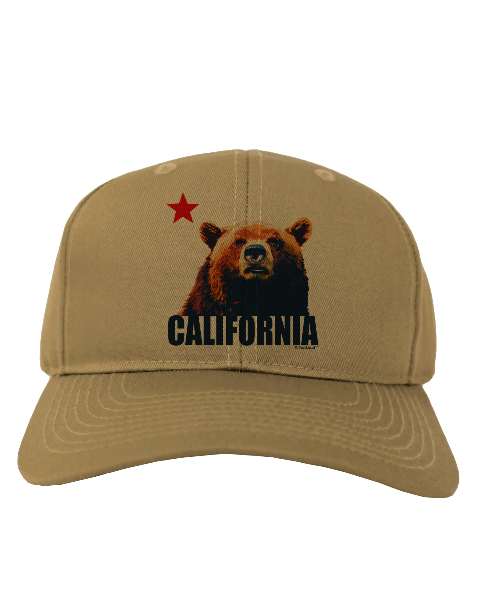 California Republic Design - Grizzly Bear and Star Adult Baseball Cap Hat by TooLoud-Baseball Cap-TooLoud-Khaki-One Size-Davson Sales