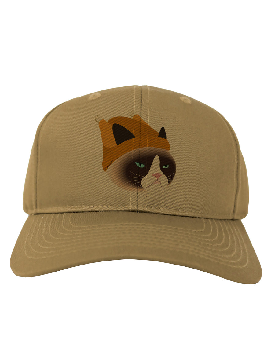 Disgruntled Cat Wearing Turkey Hat Adult Baseball Cap Hat by-Baseball Cap-TooLoud-White-One Size-Davson Sales