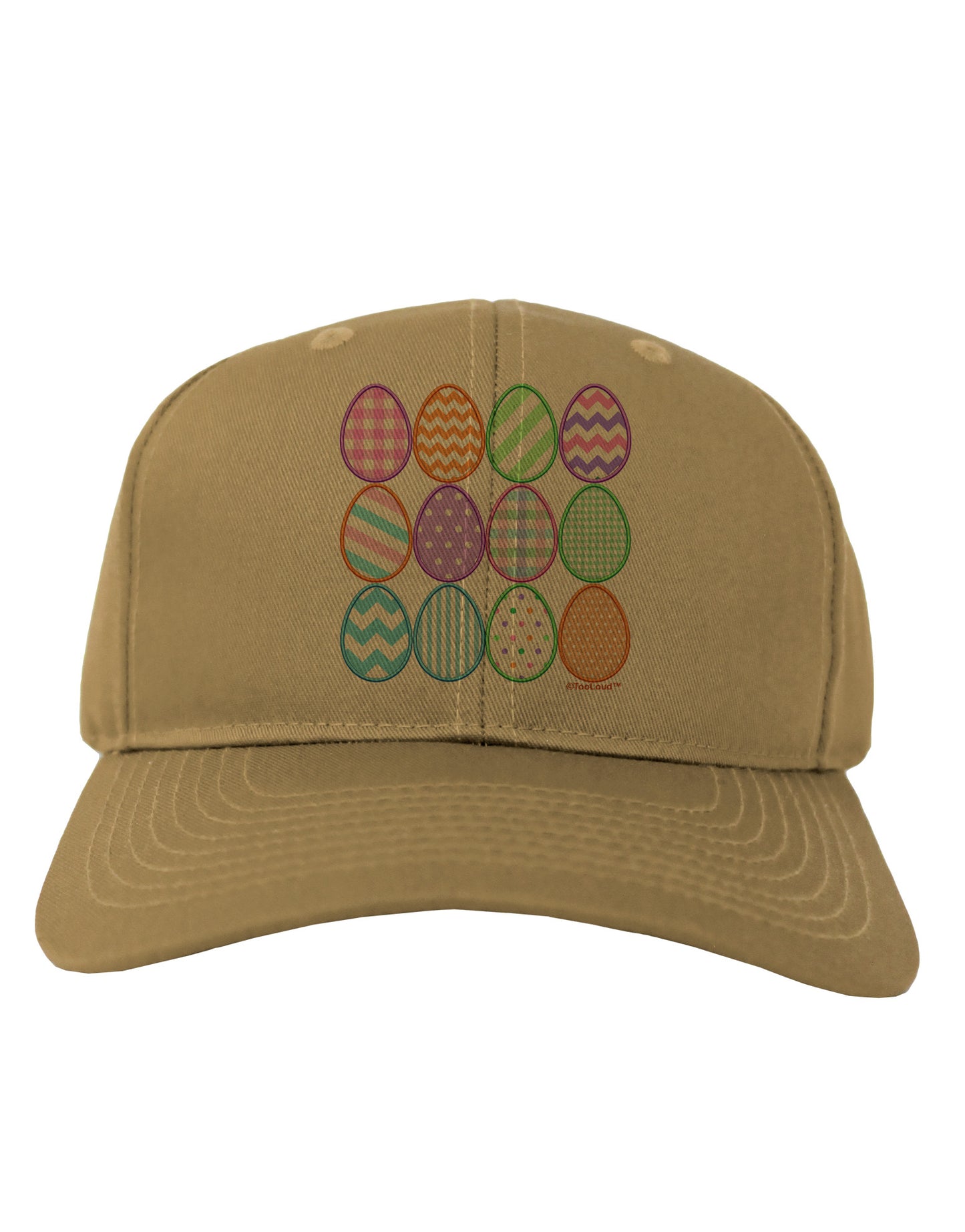 Cute Faux Applique Easter Eggs Adult Baseball Cap Hat-Baseball Cap-TooLoud-Khaki-One Size-Davson Sales