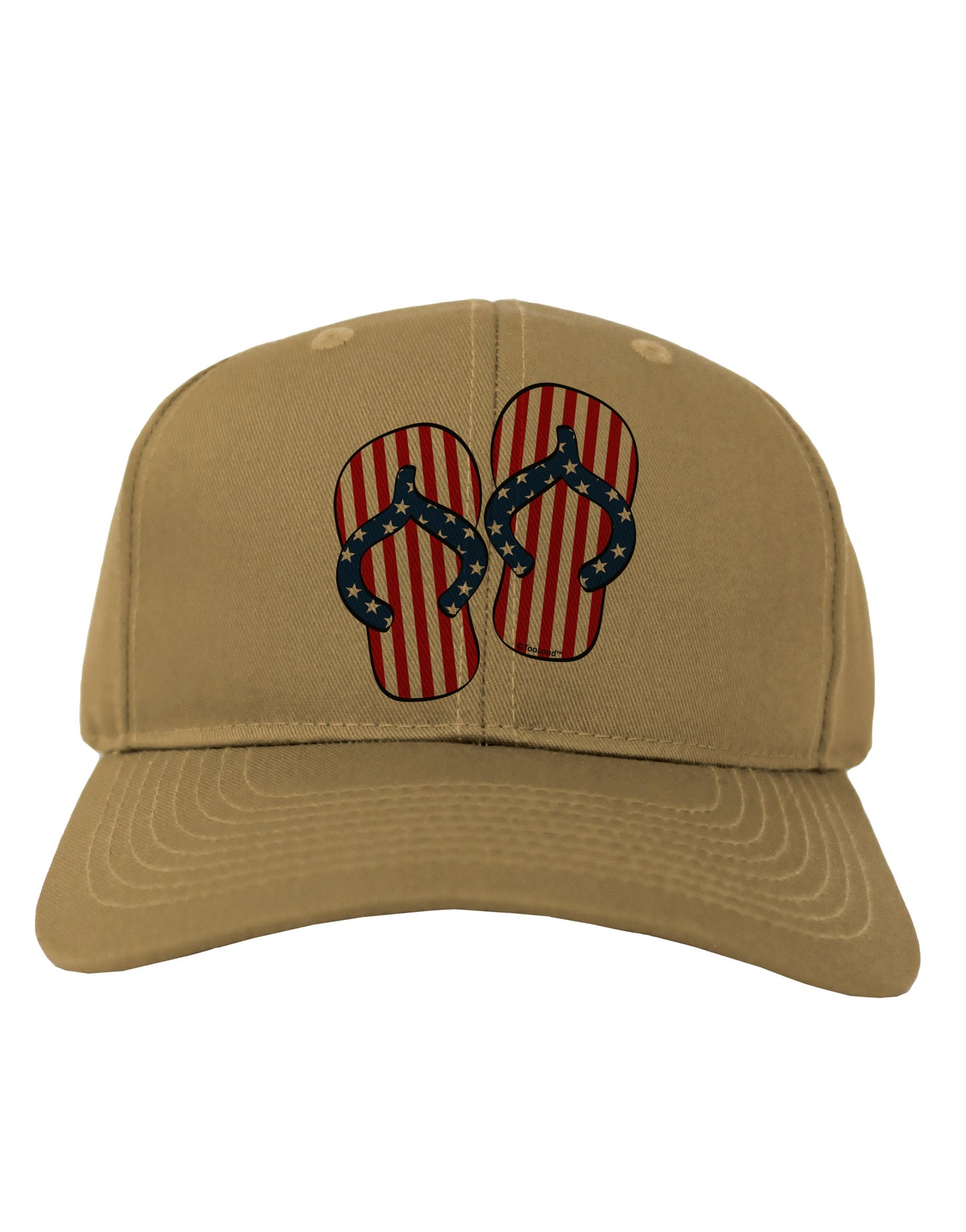 Stars and Stripes Flip Flops Adult Baseball Cap Hat-Baseball Cap-TooLoud-Khaki-One Size-Davson Sales