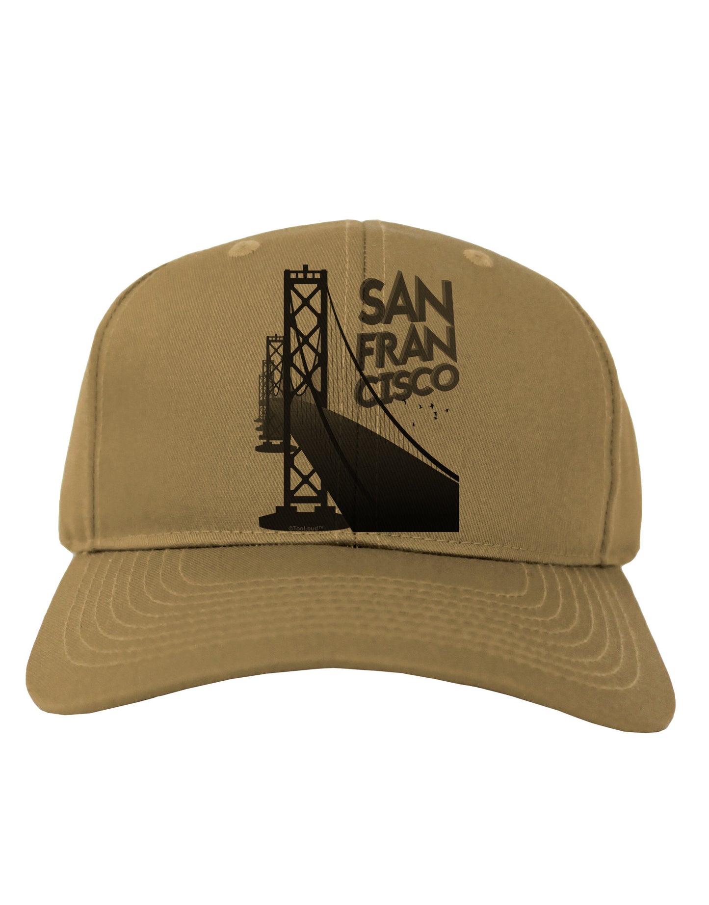 San Francisco Text Bay Bridge Adult Baseball Cap Hat-Baseball Cap-TooLoud-Khaki-One Size-Davson Sales