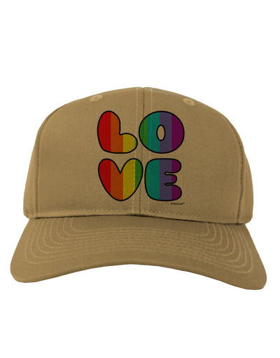 Rainbow LOVE Text Adult Baseball Cap Hat by TooLoud-Baseball Cap-TooLoud-Khaki-One Size-Davson Sales