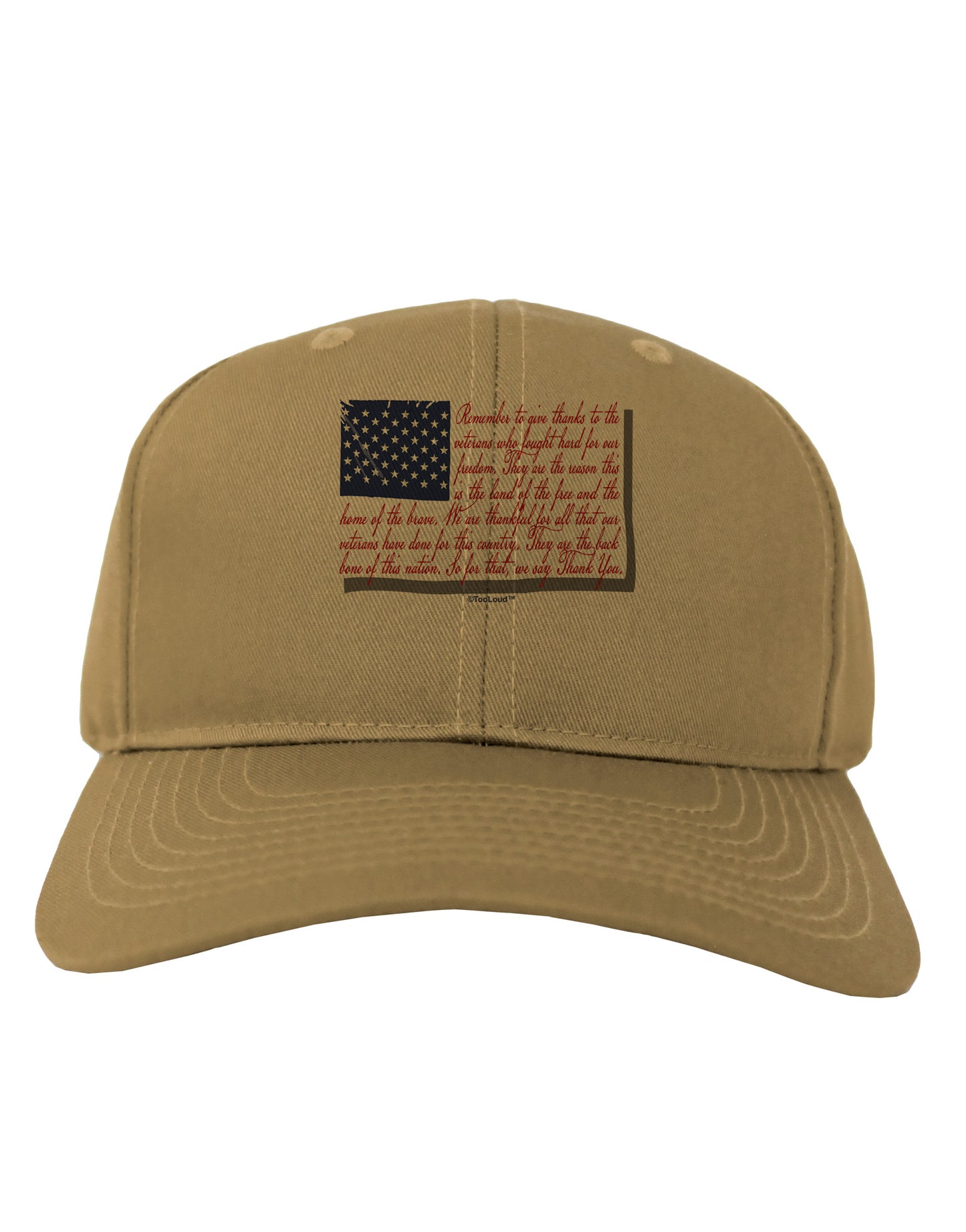 Veterans Scripted Flag Adult Baseball Cap Hat-Baseball Cap-TooLoud-Khaki-One Size-Davson Sales