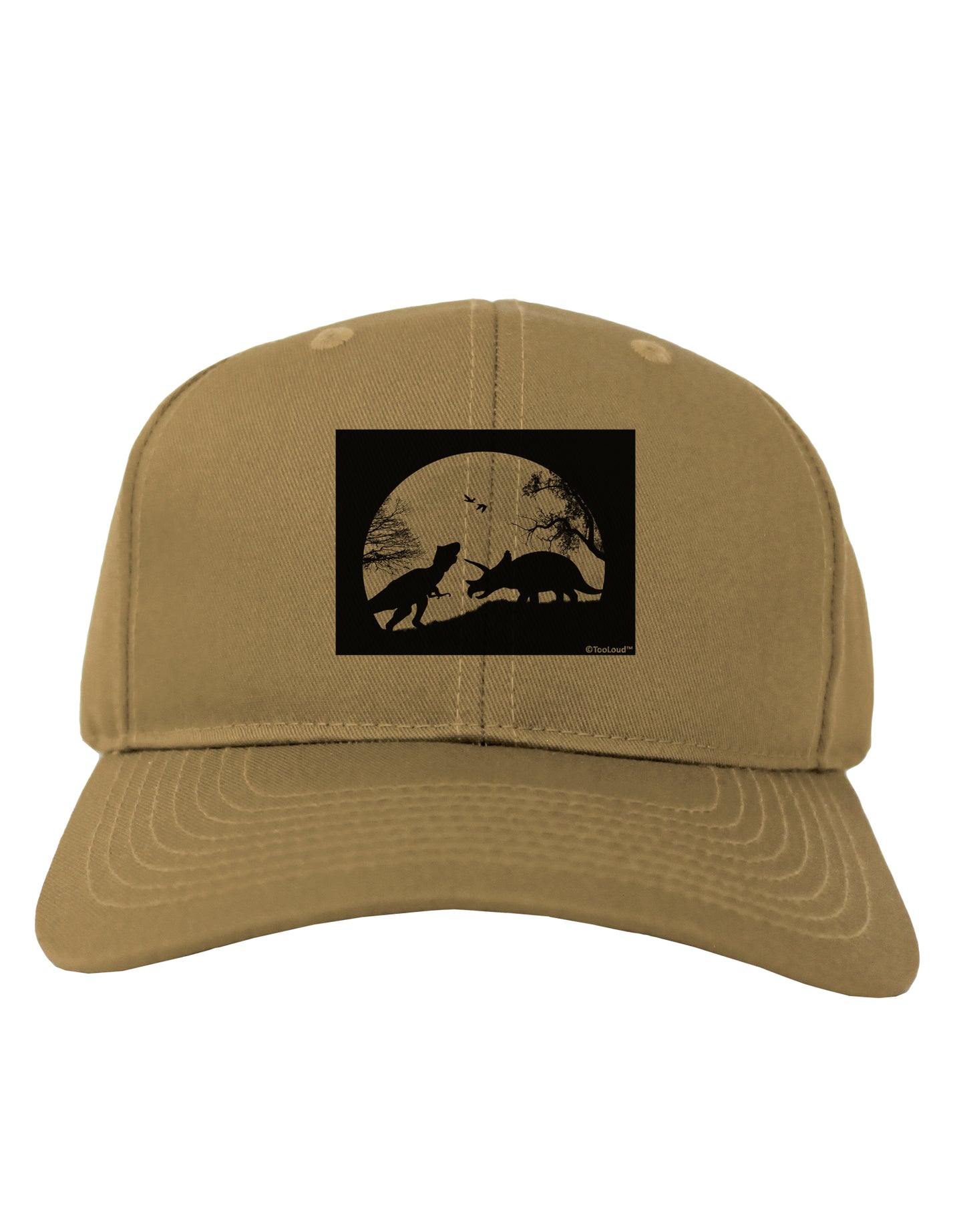 T-Rex and Triceratops Silhouettes Design Adult Baseball Cap Hat by TooLoud-Baseball Cap-TooLoud-Khaki-One Size-Davson Sales
