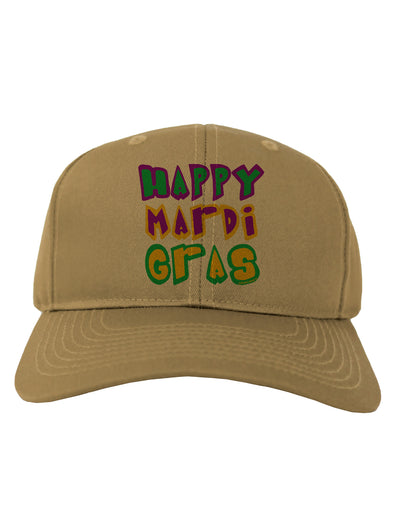 Happy Mardi Gras Text 2 Adult Baseball Cap Hat-Baseball Cap-TooLoud-Khaki-One Size-Davson Sales