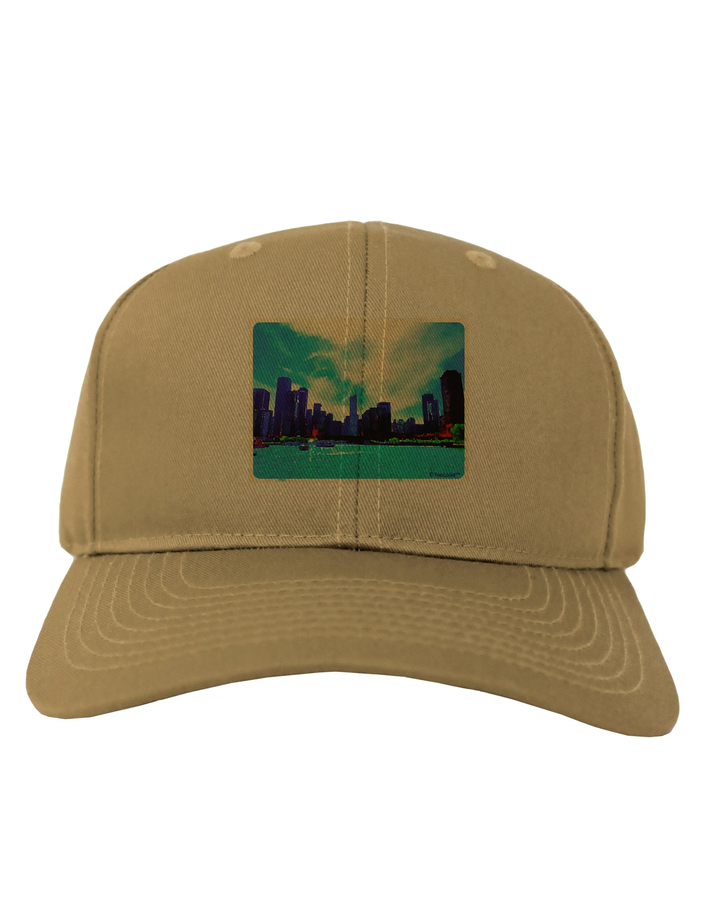 Chicago Skyline Watercolor Adult Baseball Cap Hat-Baseball Cap-TooLoud-Khaki-One Size-Davson Sales