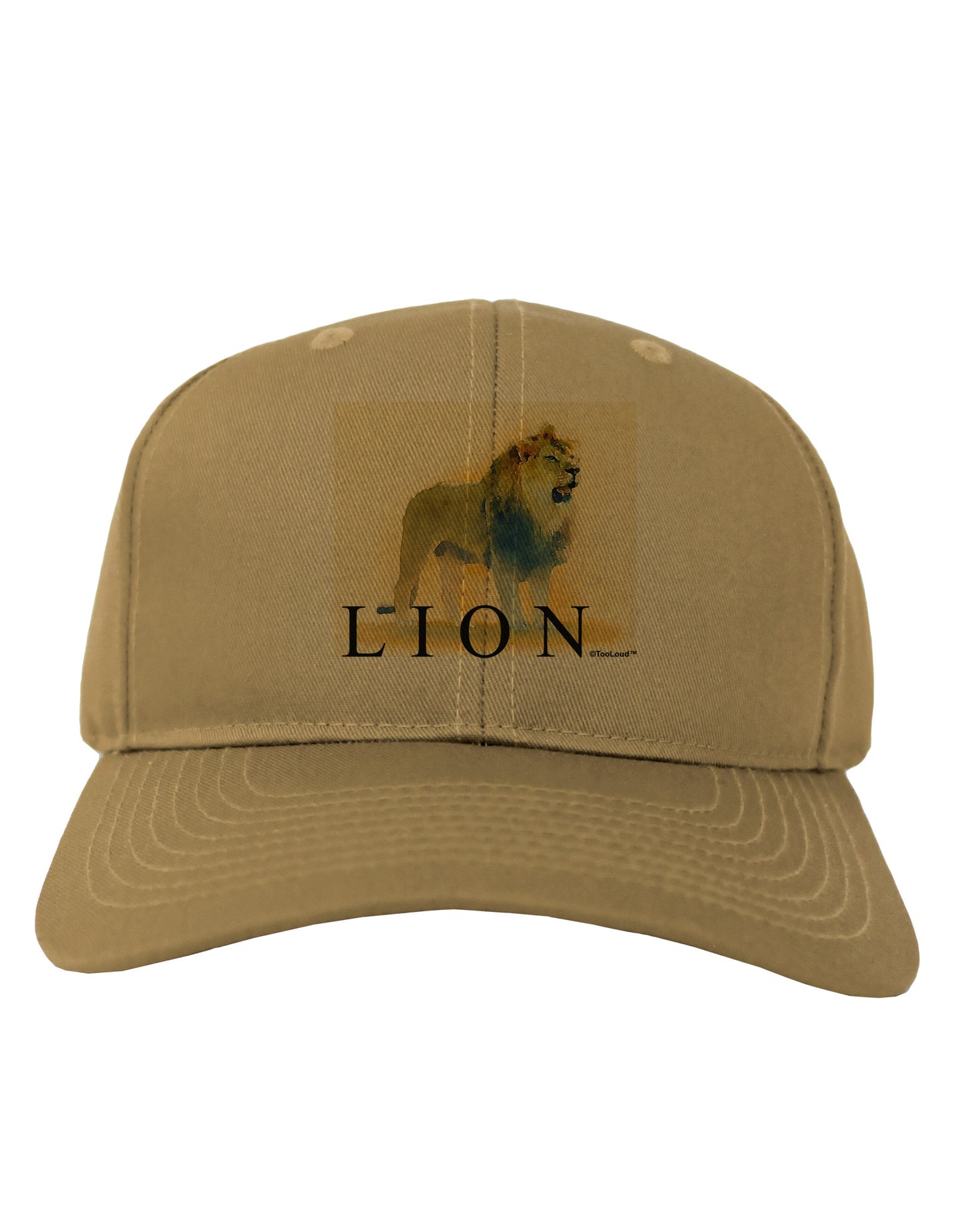 Lion Watercolor 1 Text Adult Baseball Cap Hat-Baseball Cap-TooLoud-Khaki-One Size-Davson Sales