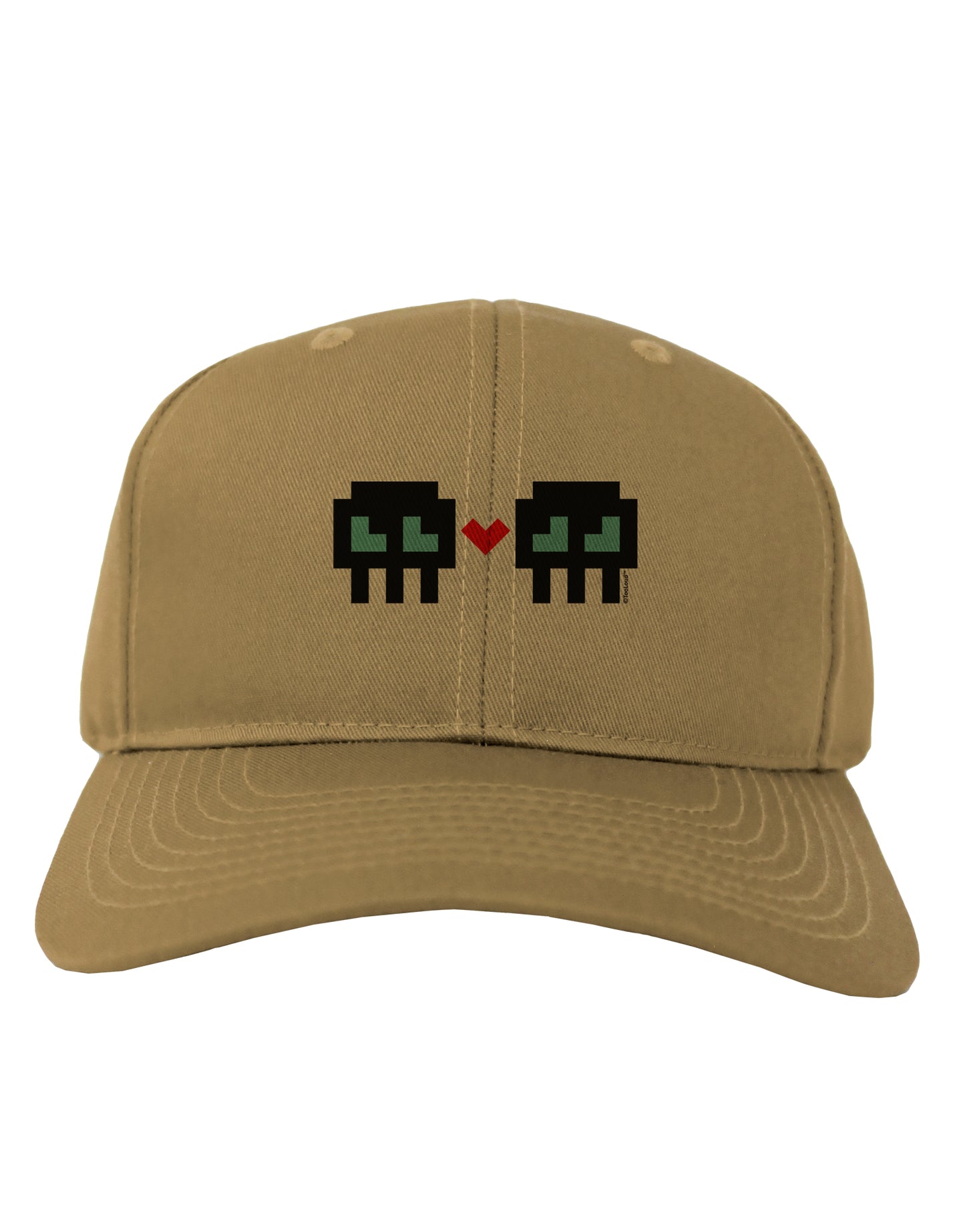 8-Bit Skull Love - Boy and Boy Adult Baseball Cap Hat-Baseball Cap-TooLoud-Khaki-One Size-Davson Sales