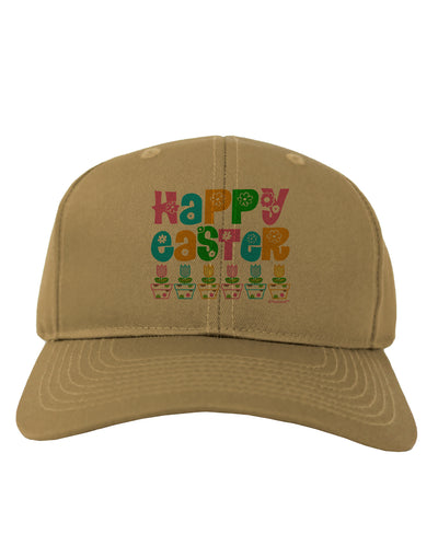 Happy Easter - Tulips Adult Baseball Cap Hat by TooLoud-Baseball Cap-TooLoud-Khaki-One Size-Davson Sales