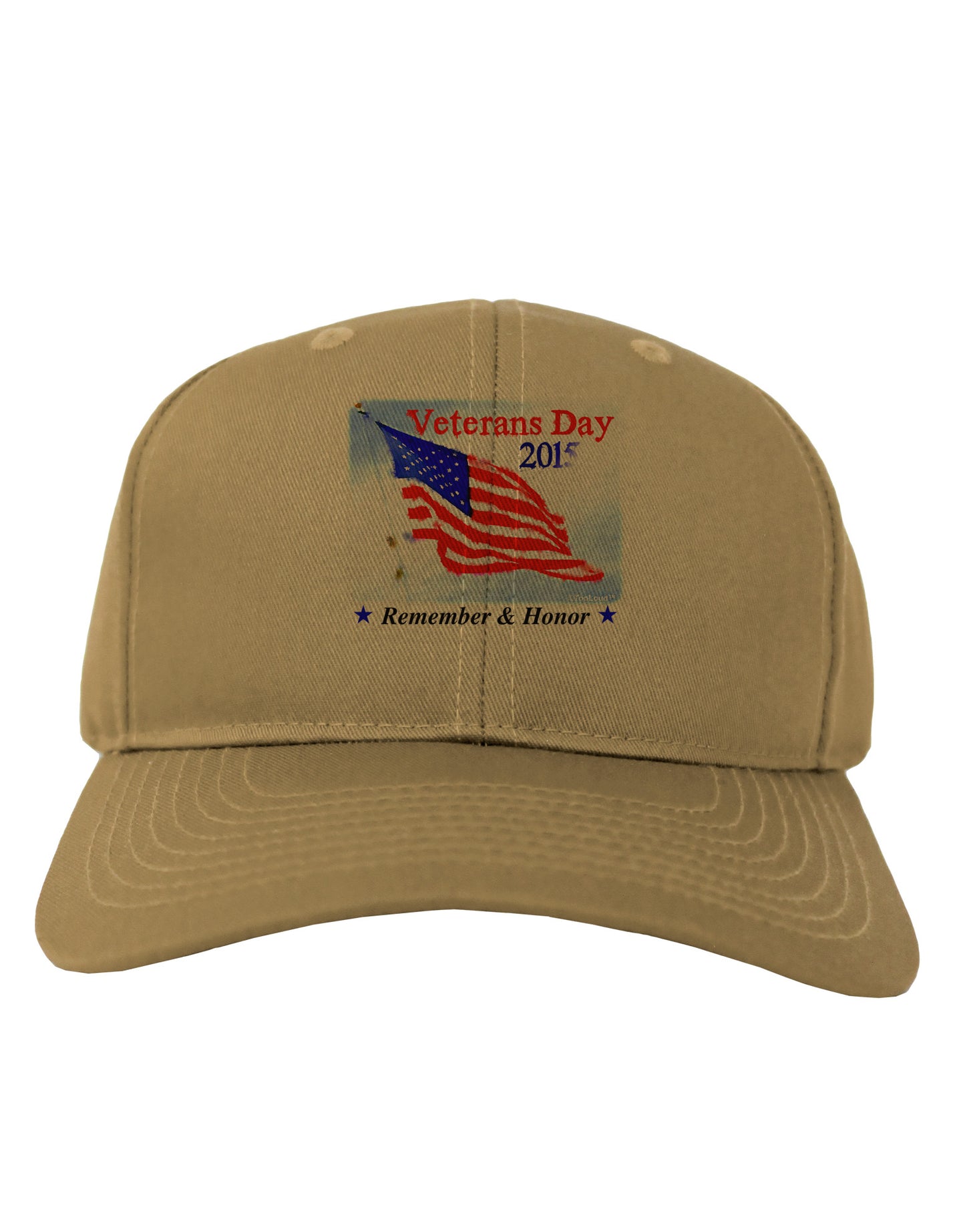 Veterans Day 2015 WaterColor Adult Baseball Cap Hat-Baseball Cap-TooLoud-Khaki-One Size-Davson Sales