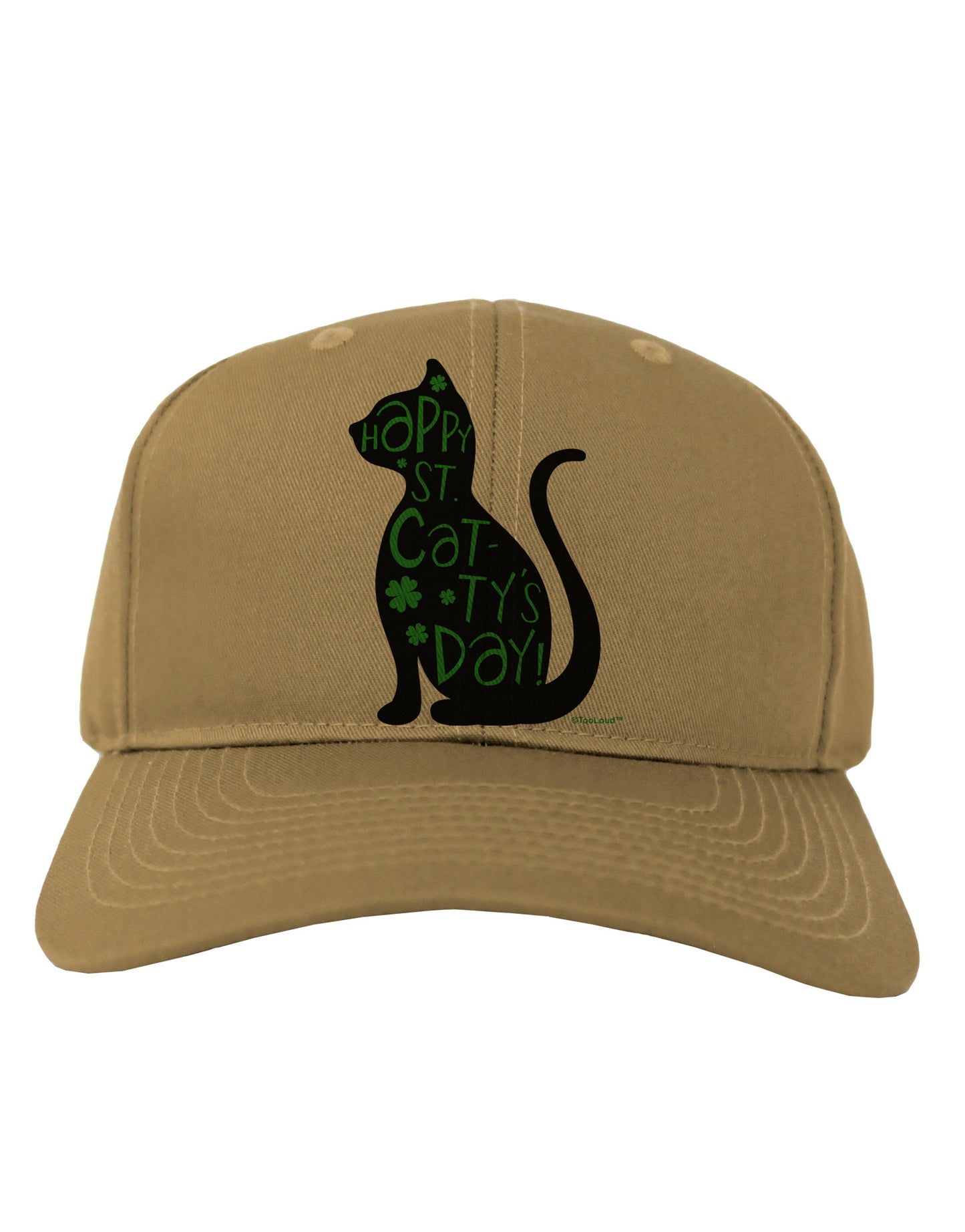 Happy St. Catty's Day - St. Patrick's Day Cat Adult Baseball Cap Hat by TooLoud-Baseball Cap-TooLoud-Khaki-One Size-Davson Sales