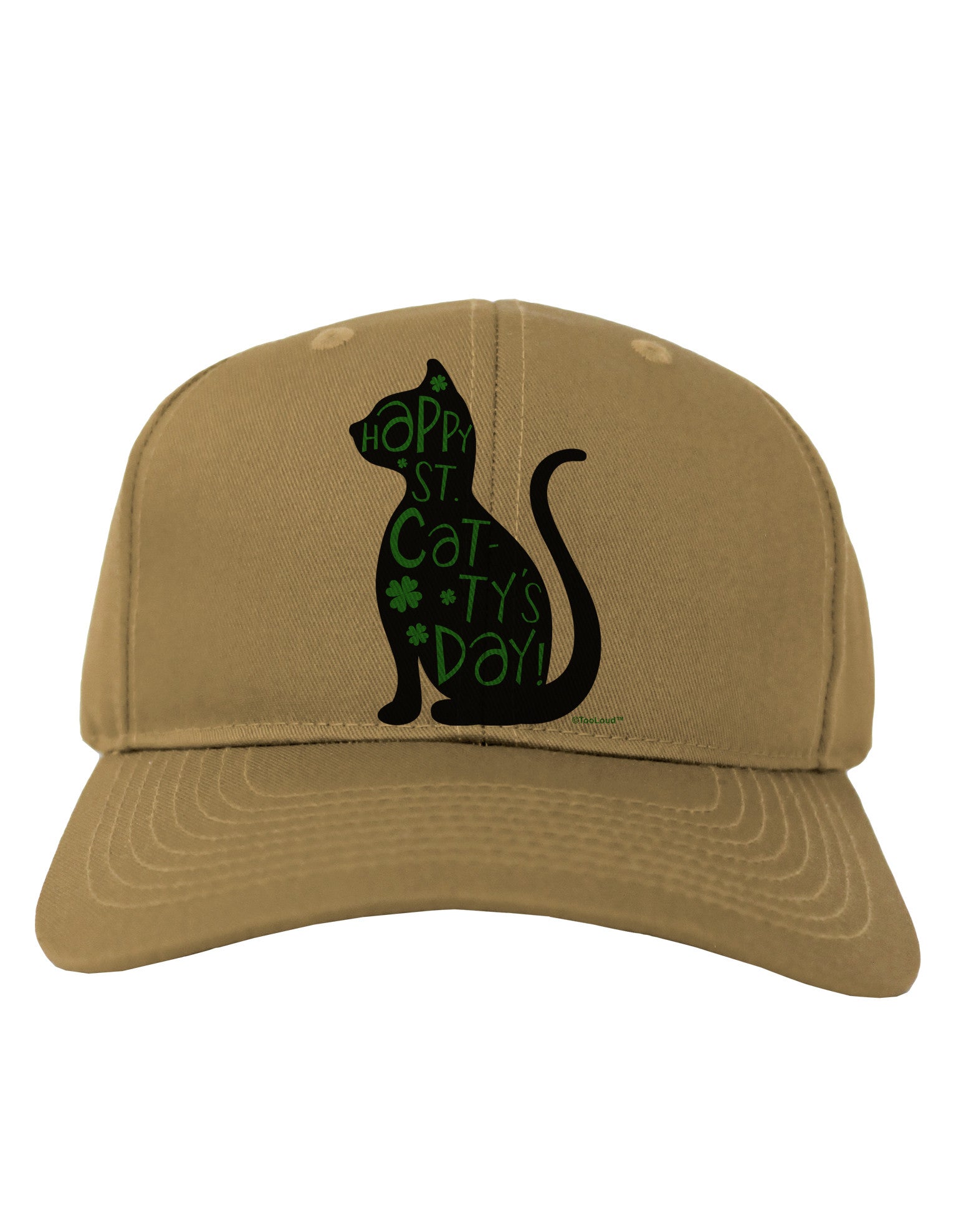 Happy St. Catty's Day - St. Patrick's Day Cat Adult Baseball Cap Hat by TooLoud-Baseball Cap-TooLoud-Khaki-One Size-Davson Sales