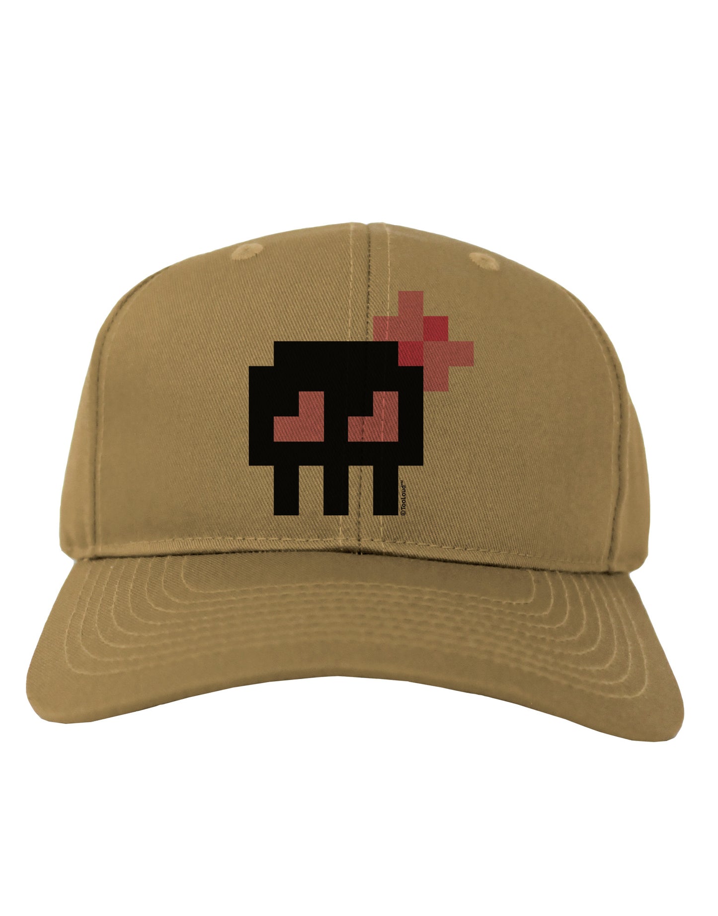 Retro 8-Bit Skull with Pink Bow Adult Baseball Cap Hat-Baseball Cap-TooLoud-Khaki-One Size-Davson Sales