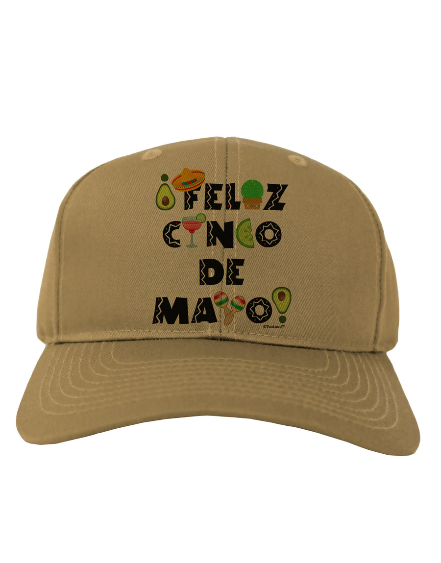 Feliz Cinco de Mayo - Fiesta Icons Adult Baseball Cap Hat by TooLoud-Baseball Cap-TooLoud-White-One Size-Davson Sales