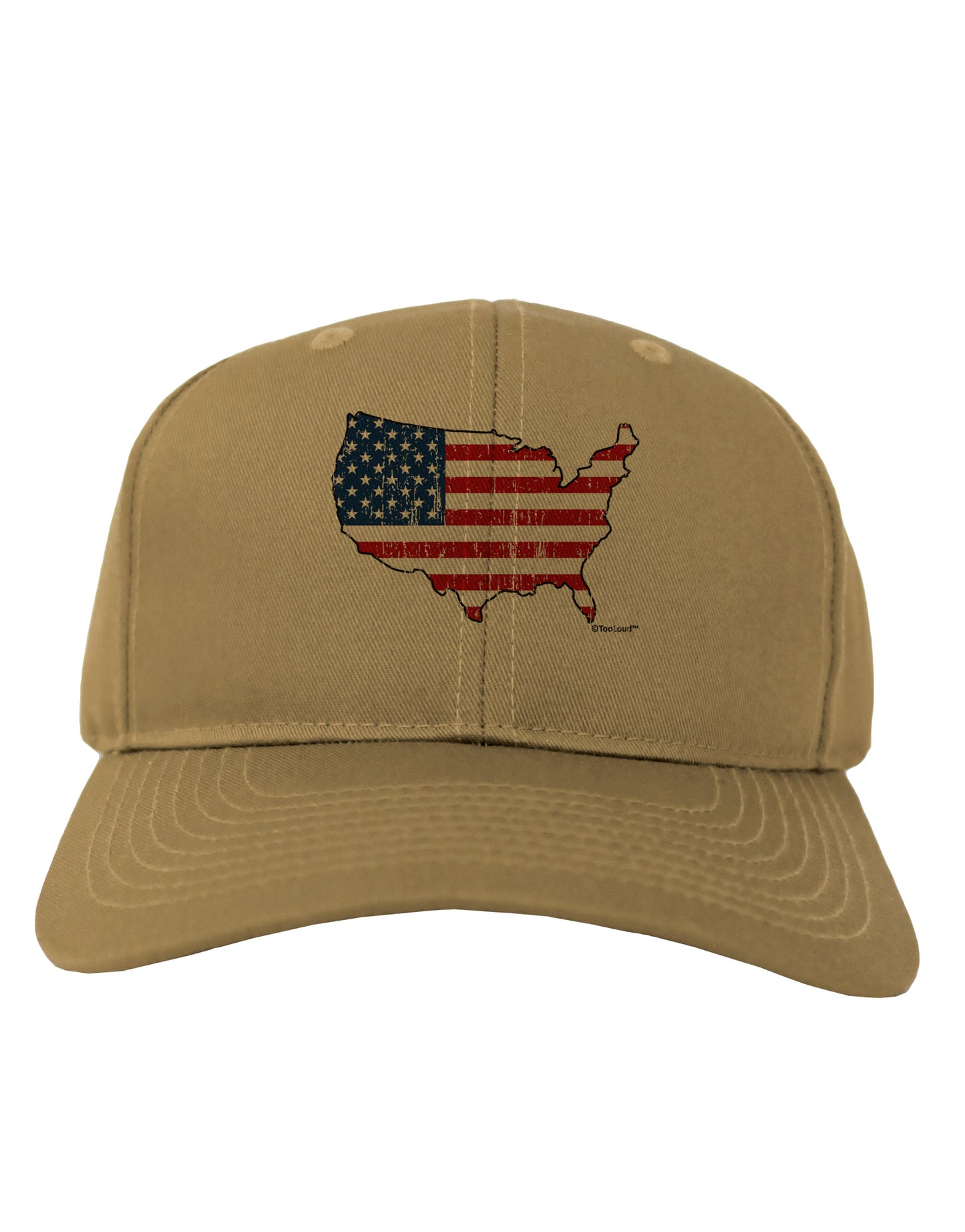 United States Cutout - American Flag Distressed Adult Baseball Cap Hat by TooLoud-Baseball Cap-TooLoud-Khaki-One Size-Davson Sales