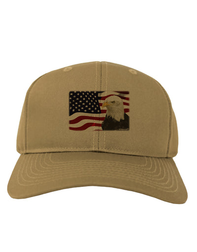 Patriotic USA Flag with Bald Eagle Adult Baseball Cap Hat by TooLoud-Baseball Cap-TooLoud-Khaki-One Size-Davson Sales