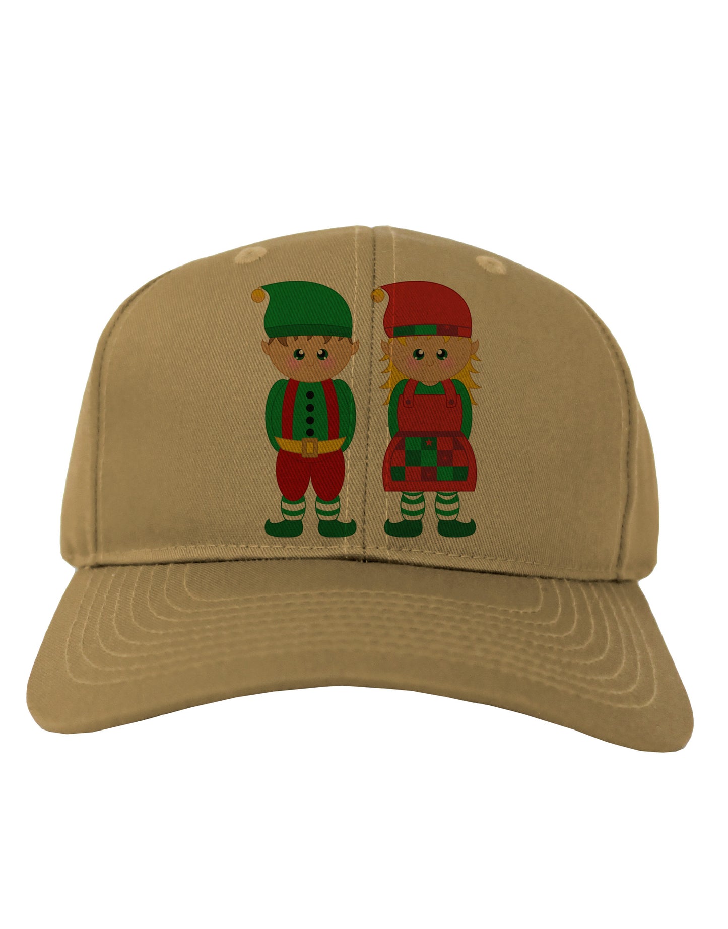 Cute Elf Couple Christmas Adult Baseball Cap Hat-Baseball Cap-TooLoud-Khaki-One Size-Davson Sales