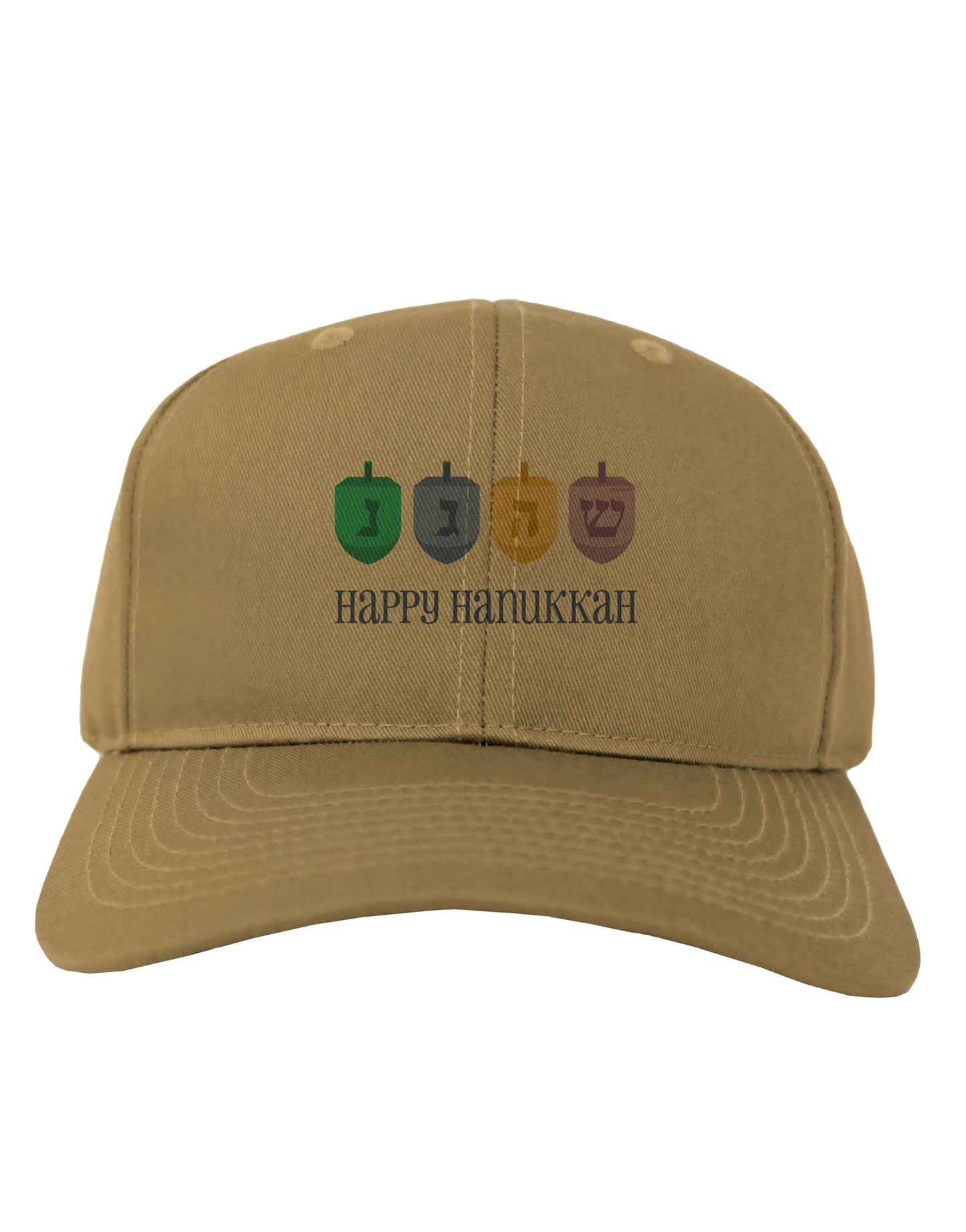 Happy Hanukkah Dreidels Adult Baseball Cap Hat-Baseball Cap-TooLoud-Khaki-One Size-Davson Sales