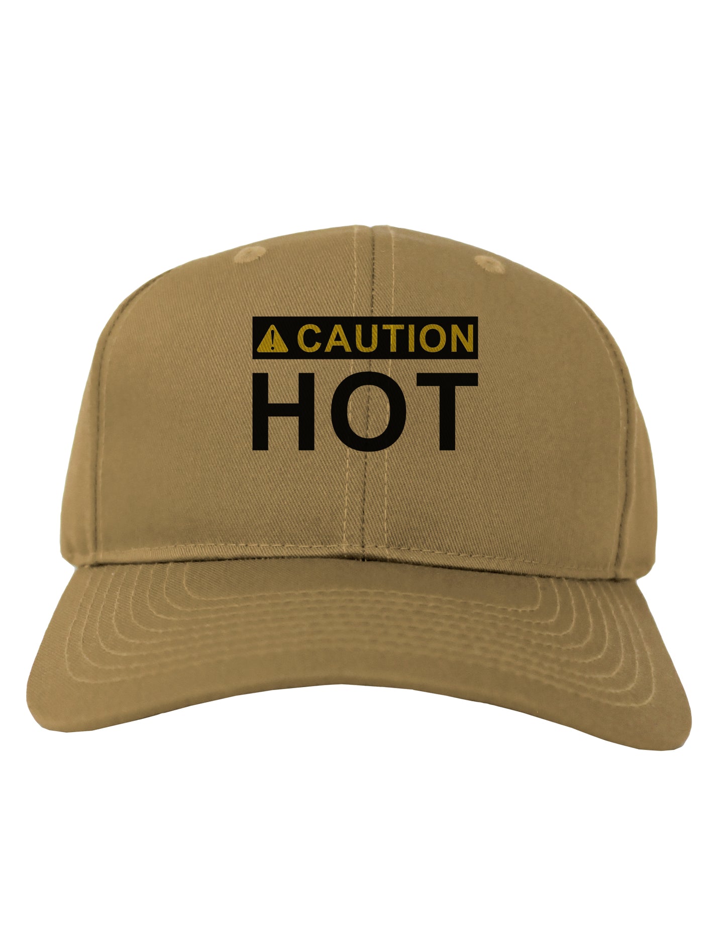 Caution Hot Warning Sign Adult Baseball Cap Hat-Baseball Cap-TooLoud-Khaki-One Size-Davson Sales