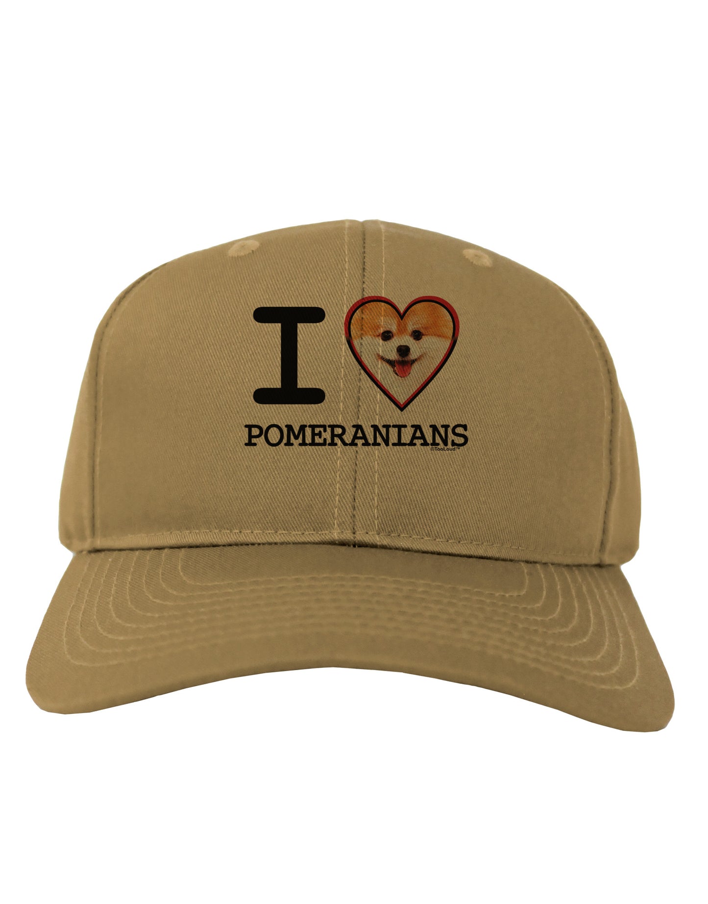 I Love Heart Pomeranians Adult Baseball Cap Hat-Baseball Cap-TooLoud-Khaki-One Size-Davson Sales