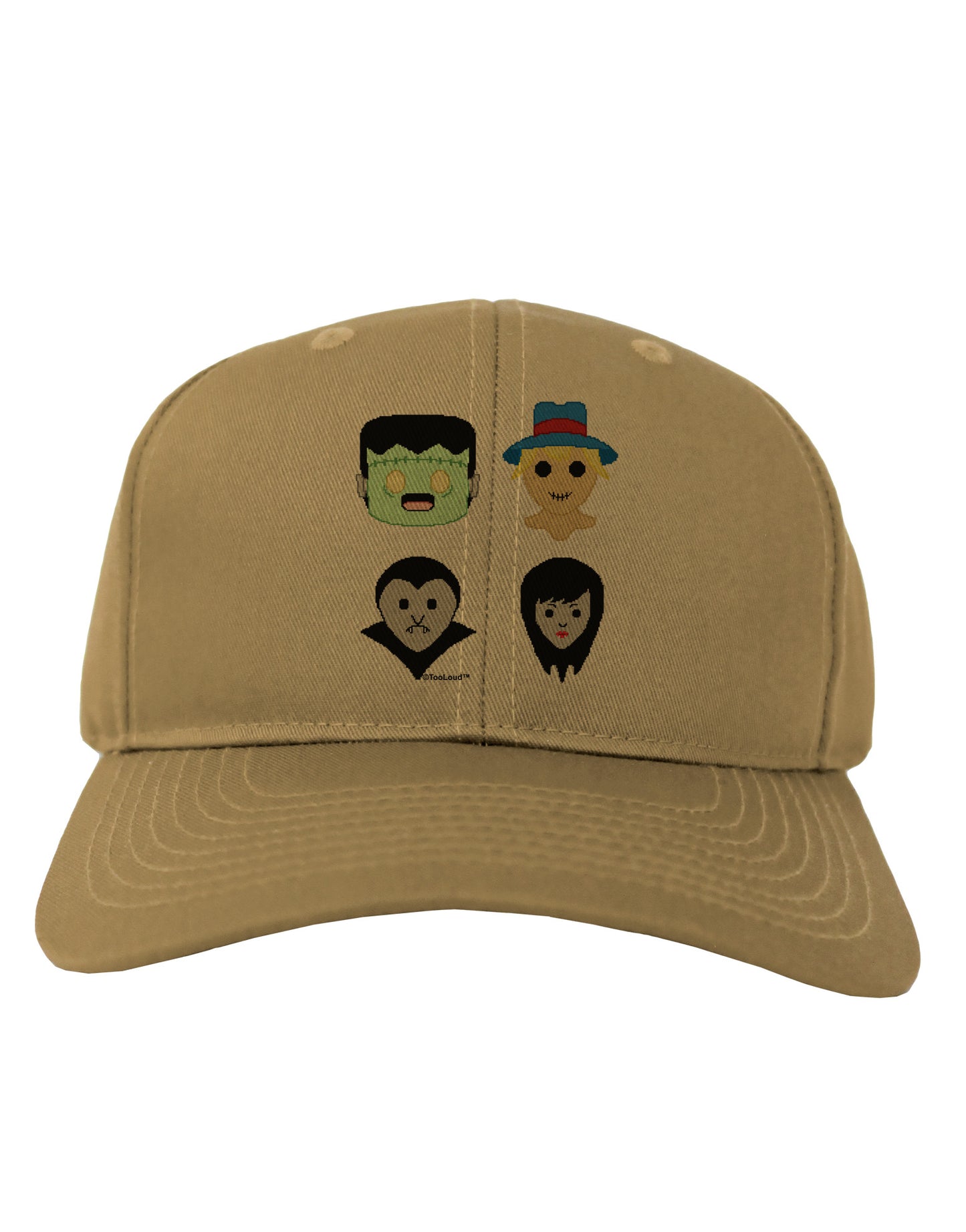 Cute Pixel Monsters Adult Baseball Cap Hat-Baseball Cap-TooLoud-Khaki-One Size-Davson Sales