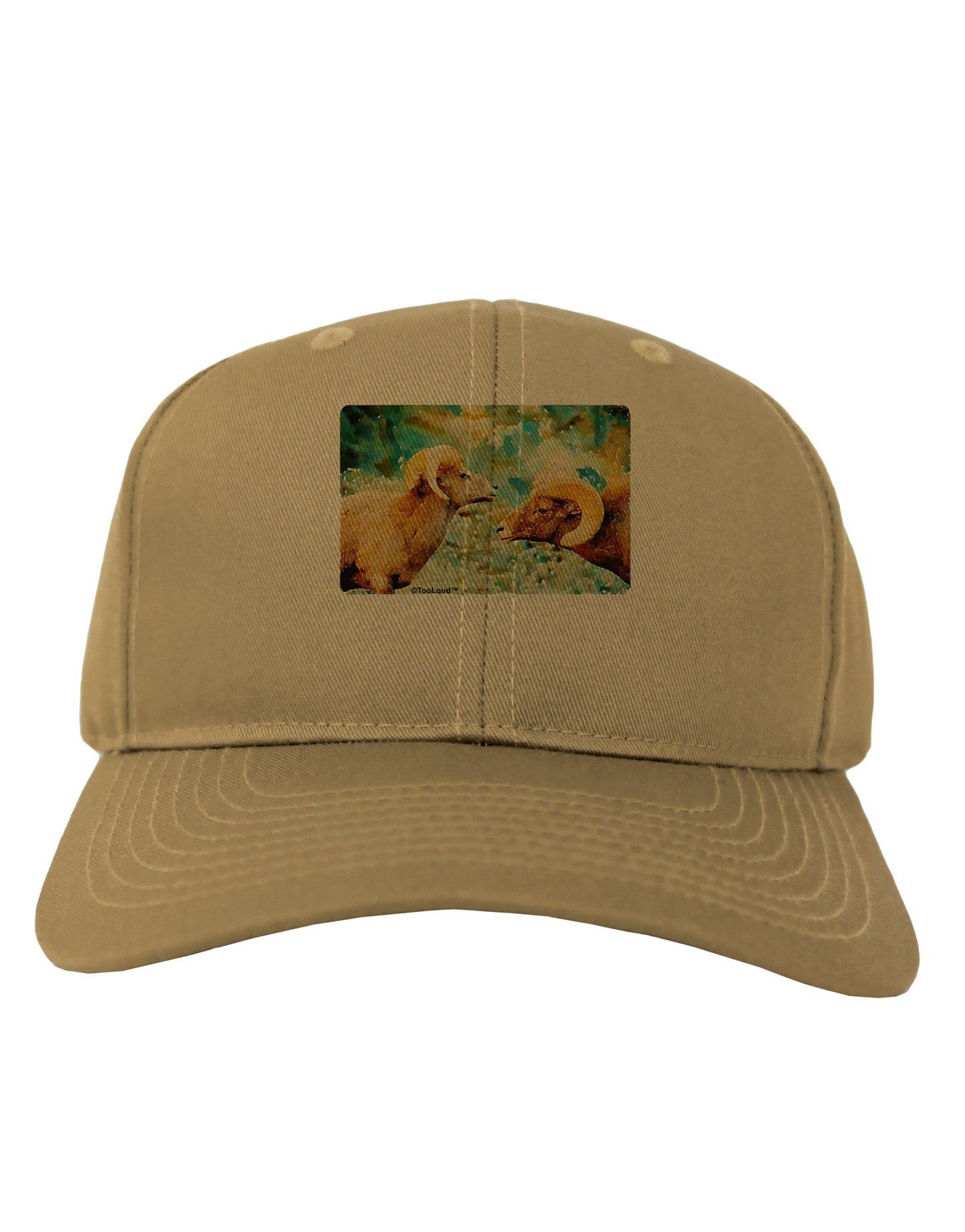 Two Bighorn Rams Watercolor Adult Baseball Cap Hat-Baseball Cap-TooLoud-Khaki-One Size-Davson Sales