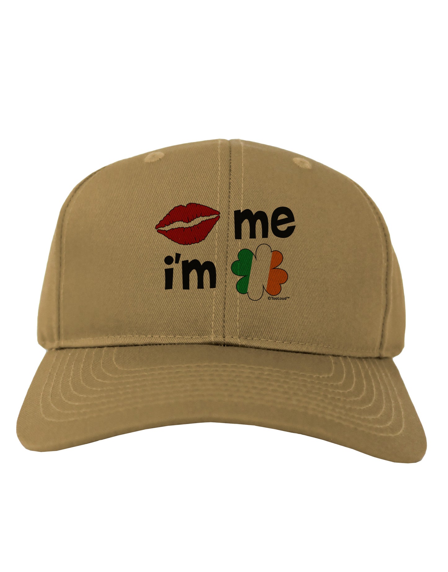 Kiss and Irish Flag Shamrock - Kiss Me I'm Irish Adult Baseball Cap Hat by TooLoud-Baseball Cap-TooLoud-Khaki-One Size-Davson Sales