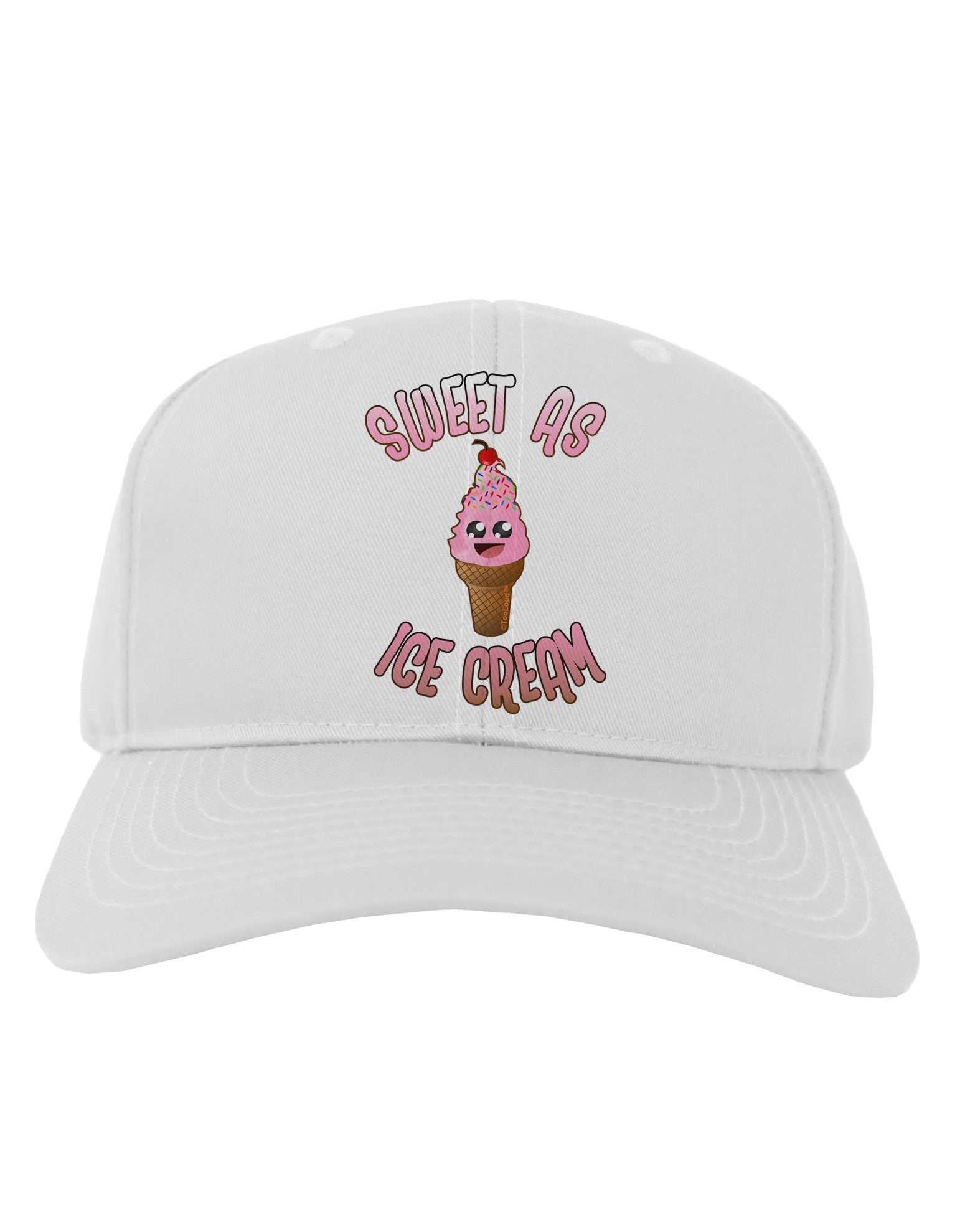 Cute Ice Cream Cone - Sweet As Ice Cream Adult Baseball Cap Hat-Baseball Cap-TooLoud-White-One Size-Davson Sales