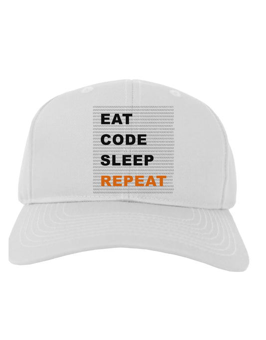 Eat Sleep Code Repeat Adult Baseball Cap Hat by TooLoud-Baseball Cap-TooLoud-White-One Size-Davson Sales
