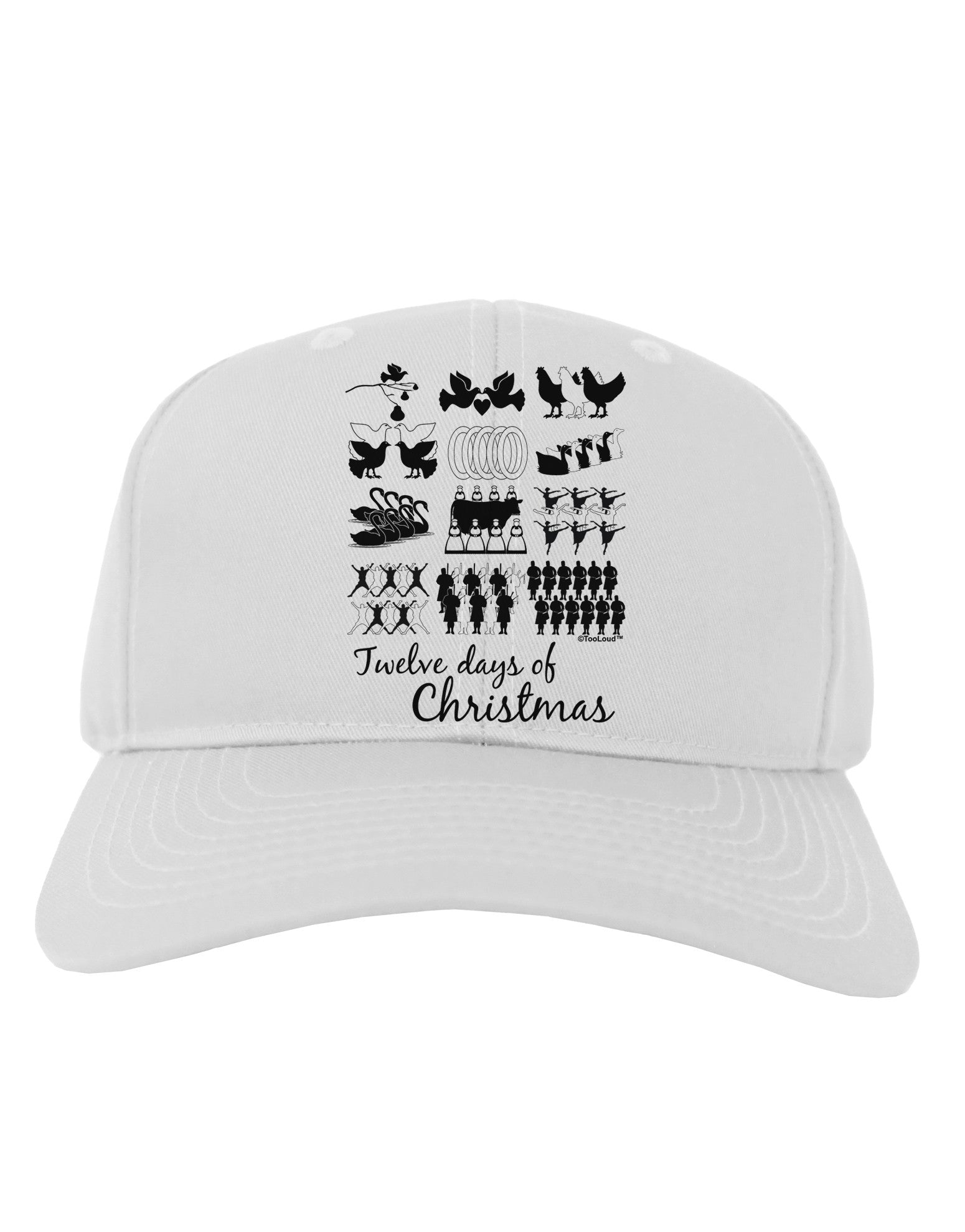 Twelve Days of Christmas Text Adult Baseball Cap Hat-Baseball Cap-TooLoud-White-One Size-Davson Sales