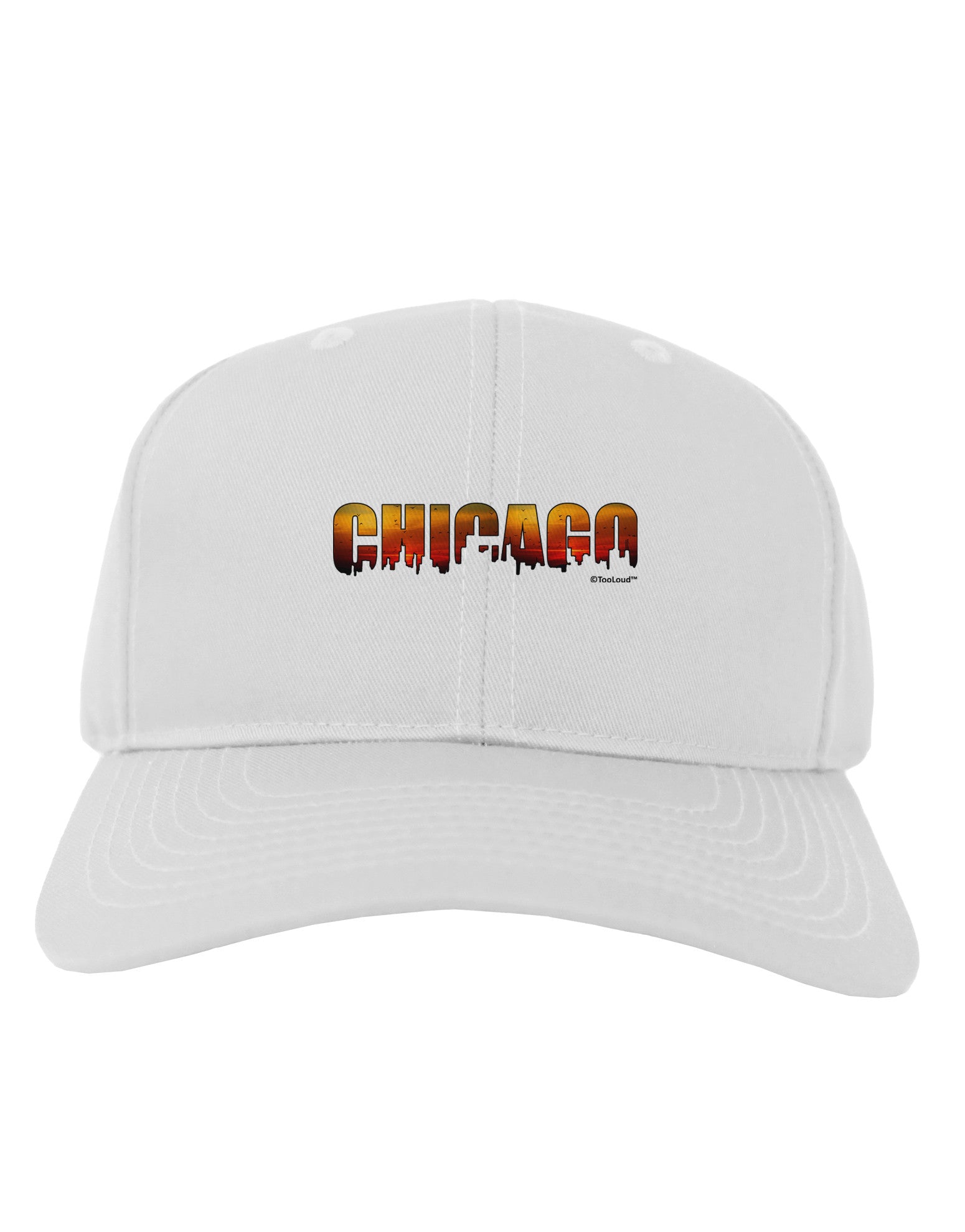 Chicago Skyline Cutout - Sunset Sky Adult Baseball Cap Hat by TooLoud-Baseball Cap-TooLoud-White-One Size-Davson Sales