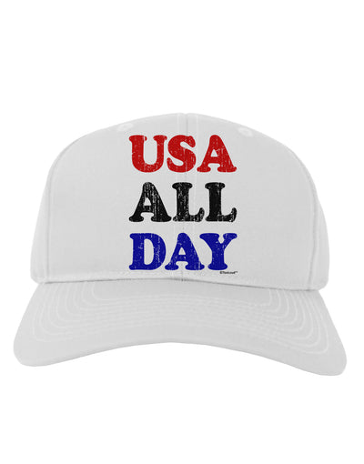 USA All Day - Distressed Patriotic Design Adult Baseball Cap Hat by TooLoud-Baseball Cap-TooLoud-White-One Size-Davson Sales