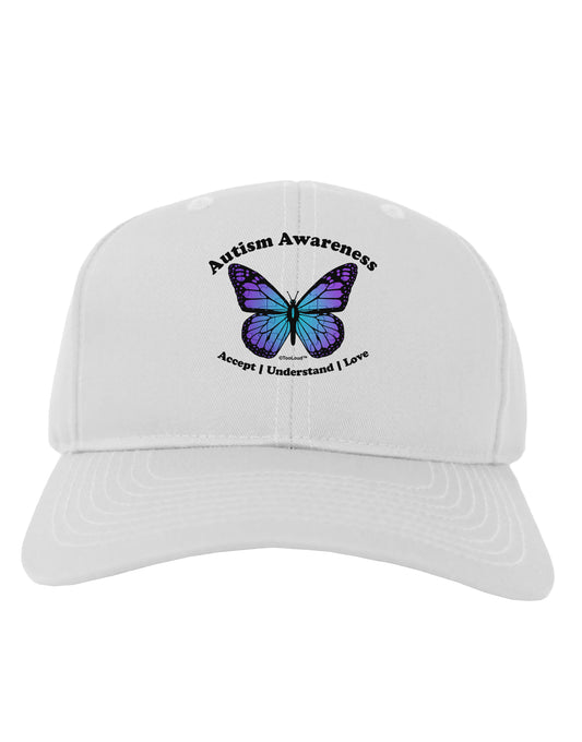 Autism Awareness - Puzzle Piece Butterfly Adult Baseball Cap Hat-Baseball Cap-TooLoud-White-One Size-Davson Sales