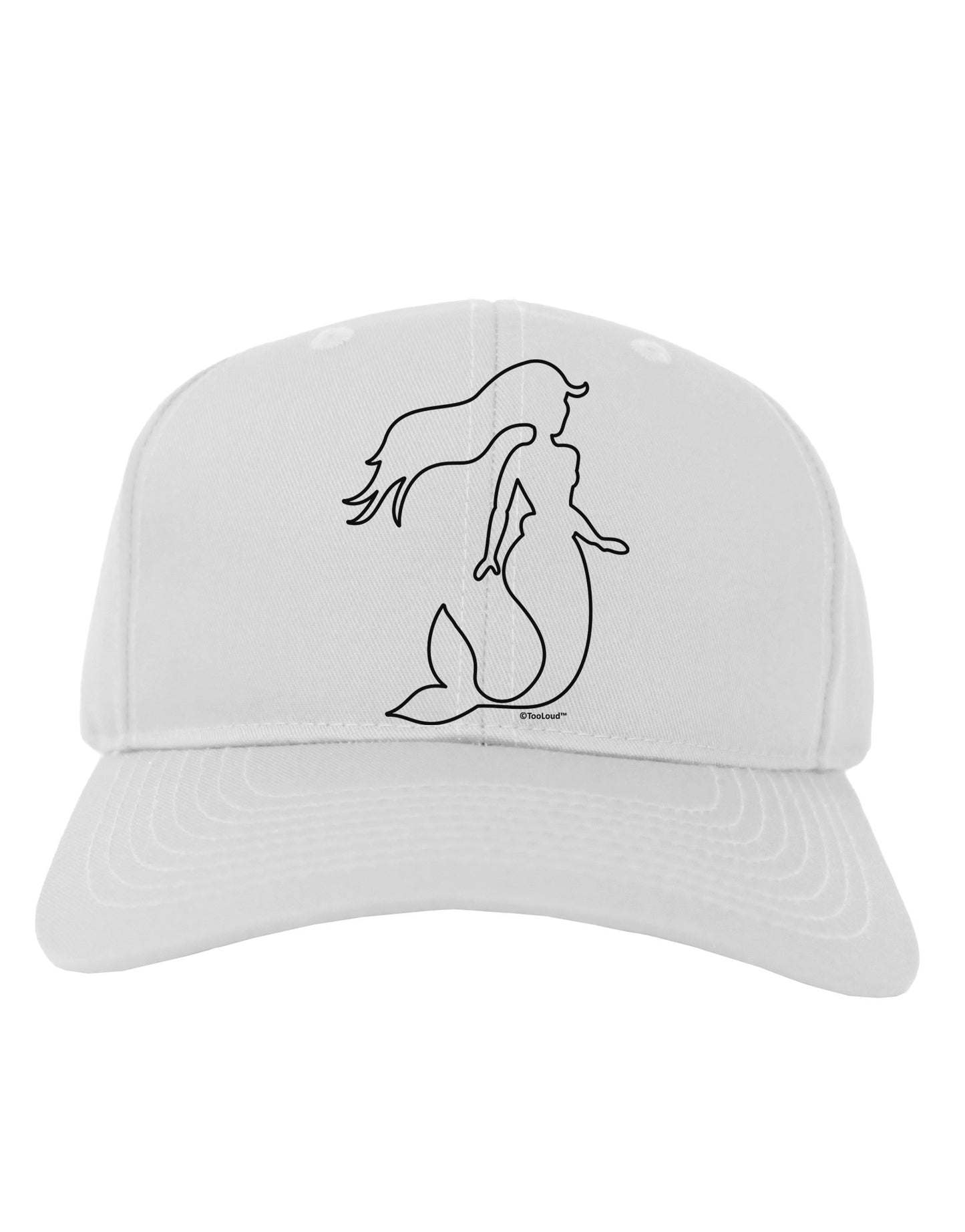 Mermaid Outline Adult Baseball Cap Hat-Baseball Cap-TooLoud-White-One Size-Davson Sales
