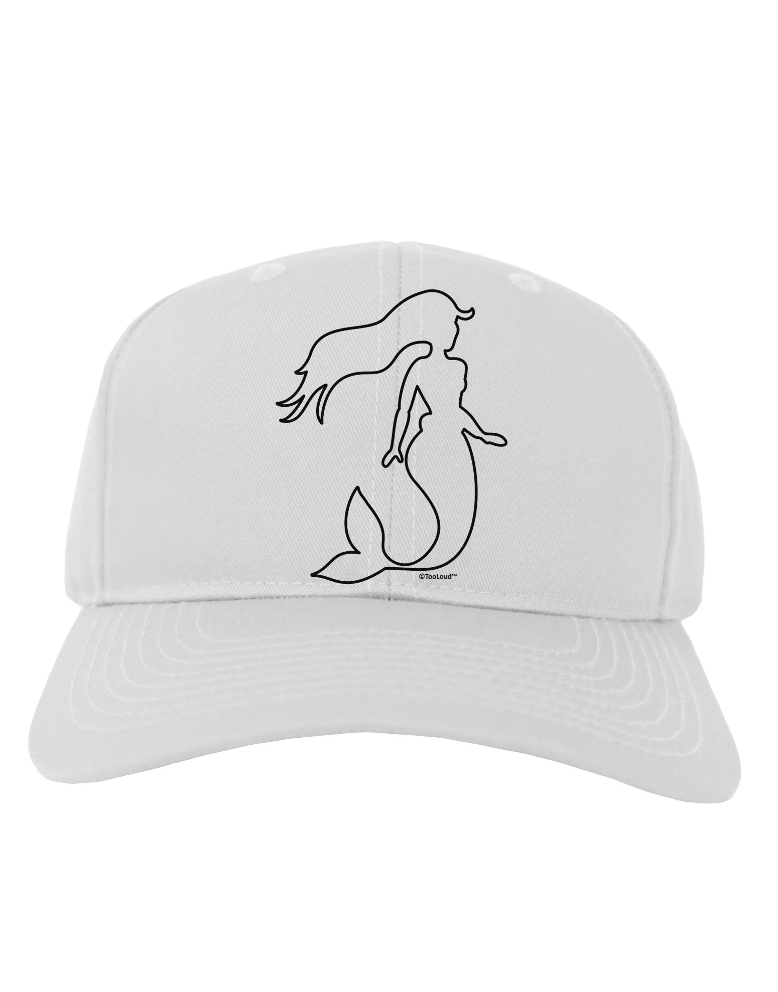 Mermaid Outline Adult Baseball Cap Hat-Baseball Cap-TooLoud-White-One Size-Davson Sales
