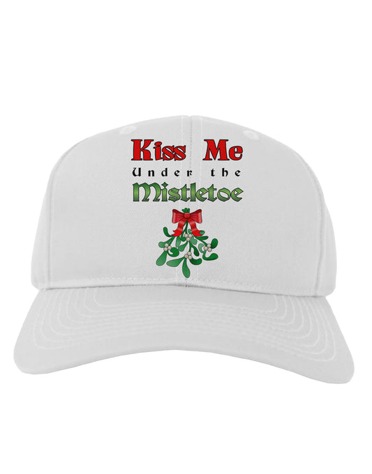 Kiss Me Under the Mistletoe Christmas Adult Baseball Cap Hat-Baseball Cap-TooLoud-White-One Size-Davson Sales