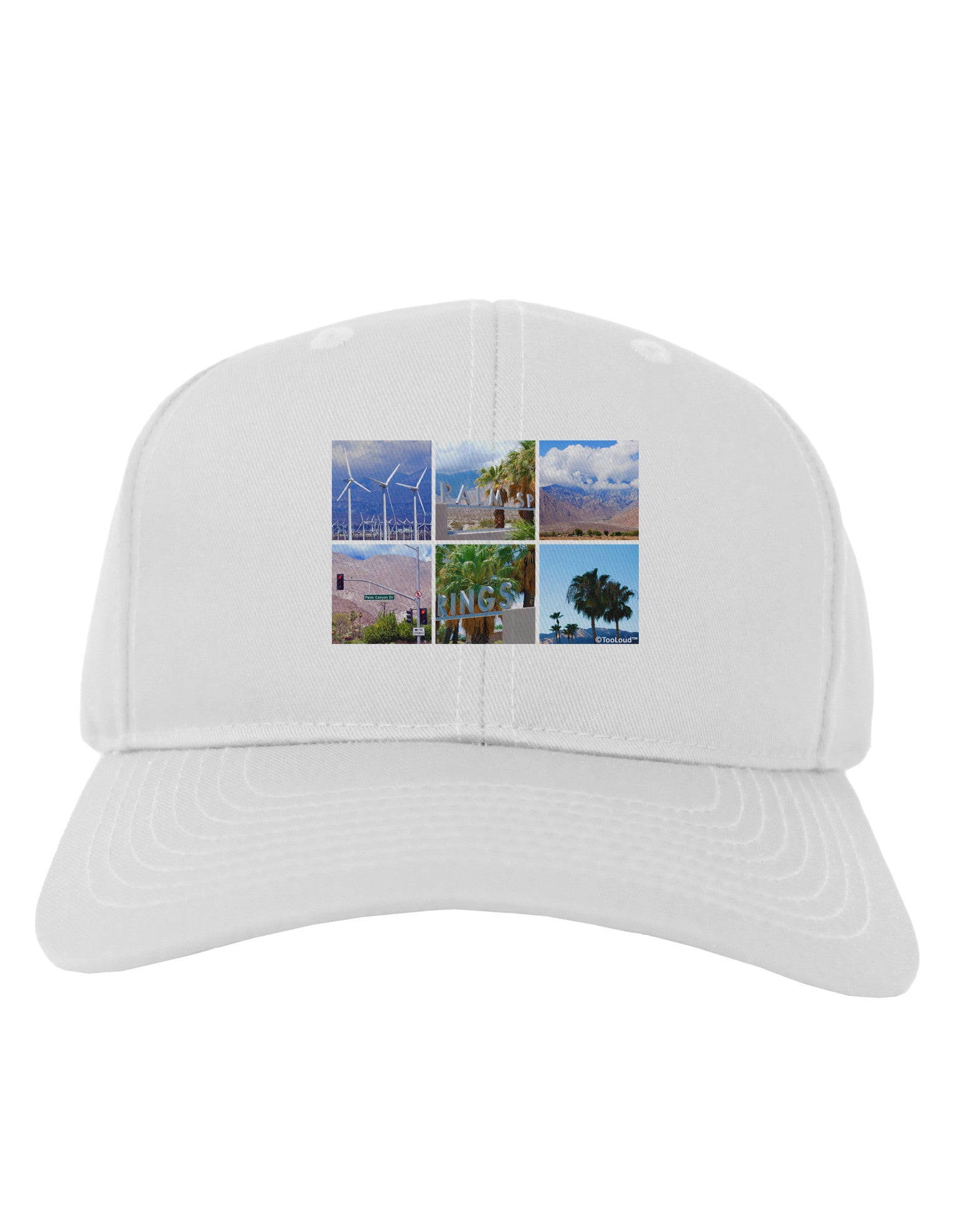 Palm Springs Square Collage Adult Baseball Cap Hat-Baseball Cap-TooLoud-White-One Size-Davson Sales