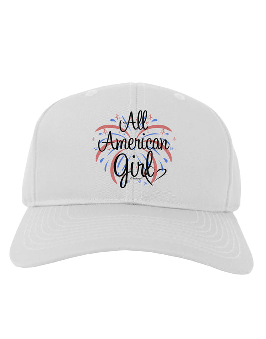 All American Girl - Fireworks and Heart Adult Baseball Cap Hat by TooLoud-Baseball Cap-TooLoud-White-One Size-Davson Sales