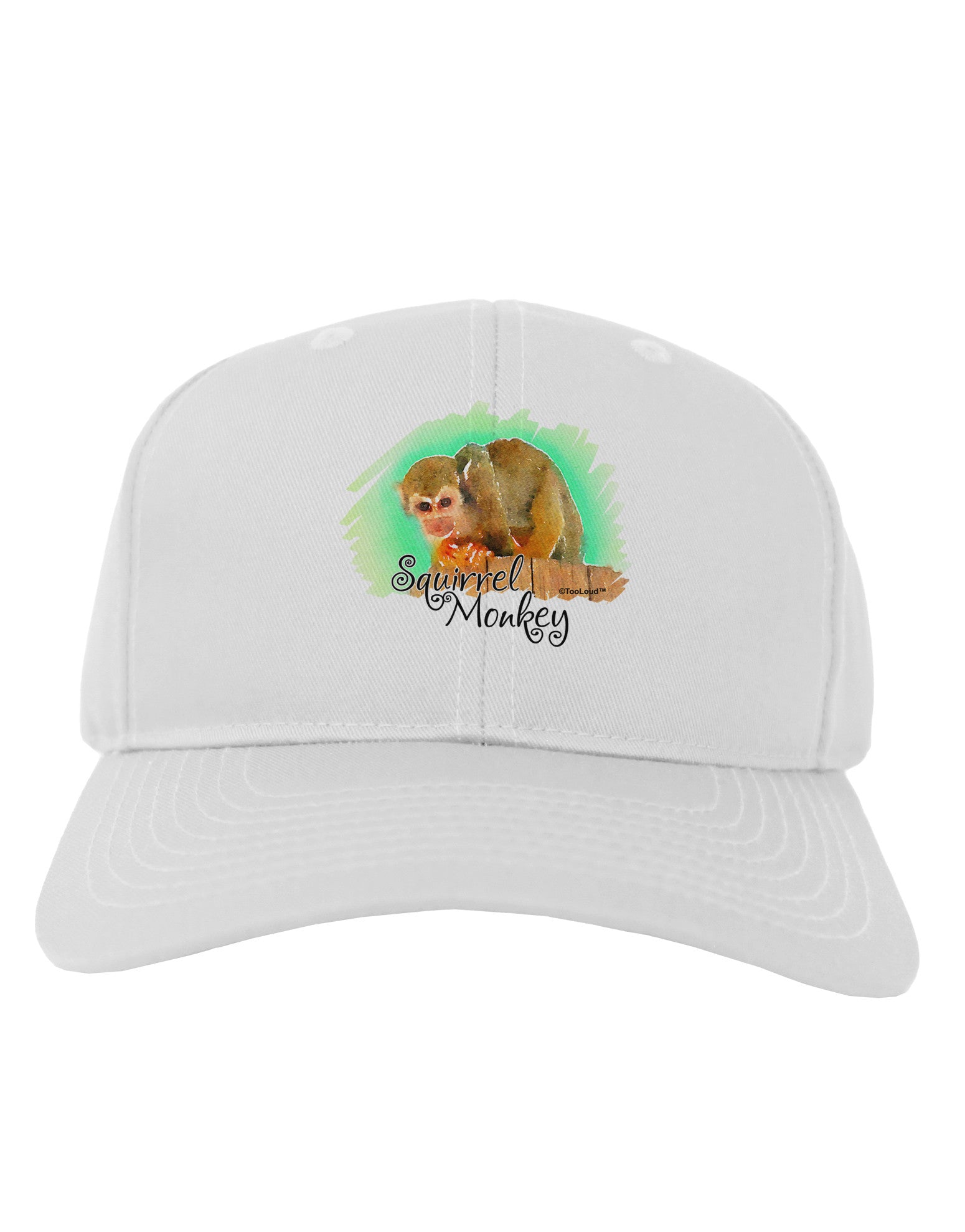 Squirrel Monkey Watercolor Text Adult Baseball Cap Hat-Baseball Cap-TooLoud-White-One Size-Davson Sales