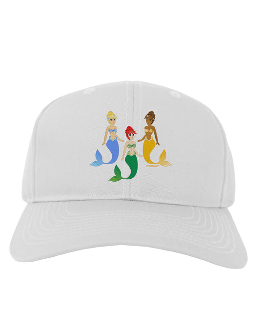 Three Mermaids Adult Baseball Cap Hat-Baseball Cap-TooLoud-White-One Size-Davson Sales