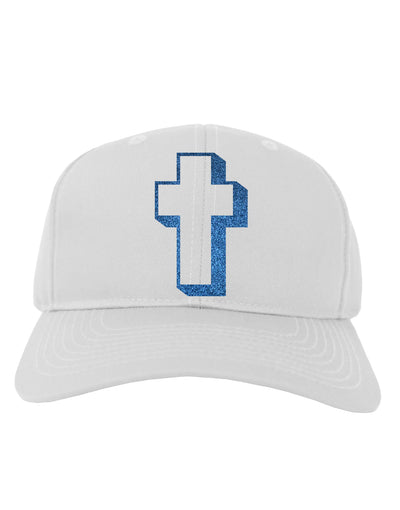 Simple Cross Design Glitter - Blue Adult Baseball Cap Hat by TooLoud-Baseball Cap-TooLoud-White-One Size-Davson Sales