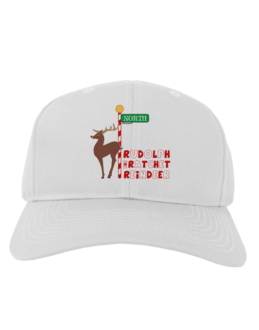 Rudolf Ratchet Reindeer Color Text Adult Baseball Cap Hat-Baseball Cap-TooLoud-White-One Size-Davson Sales