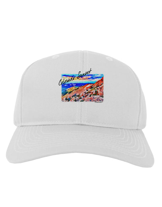 Colorado Mtn Sunset Bold WaterColor Adult Baseball Cap Hat-Baseball Cap-TooLoud-White-One Size-Davson Sales