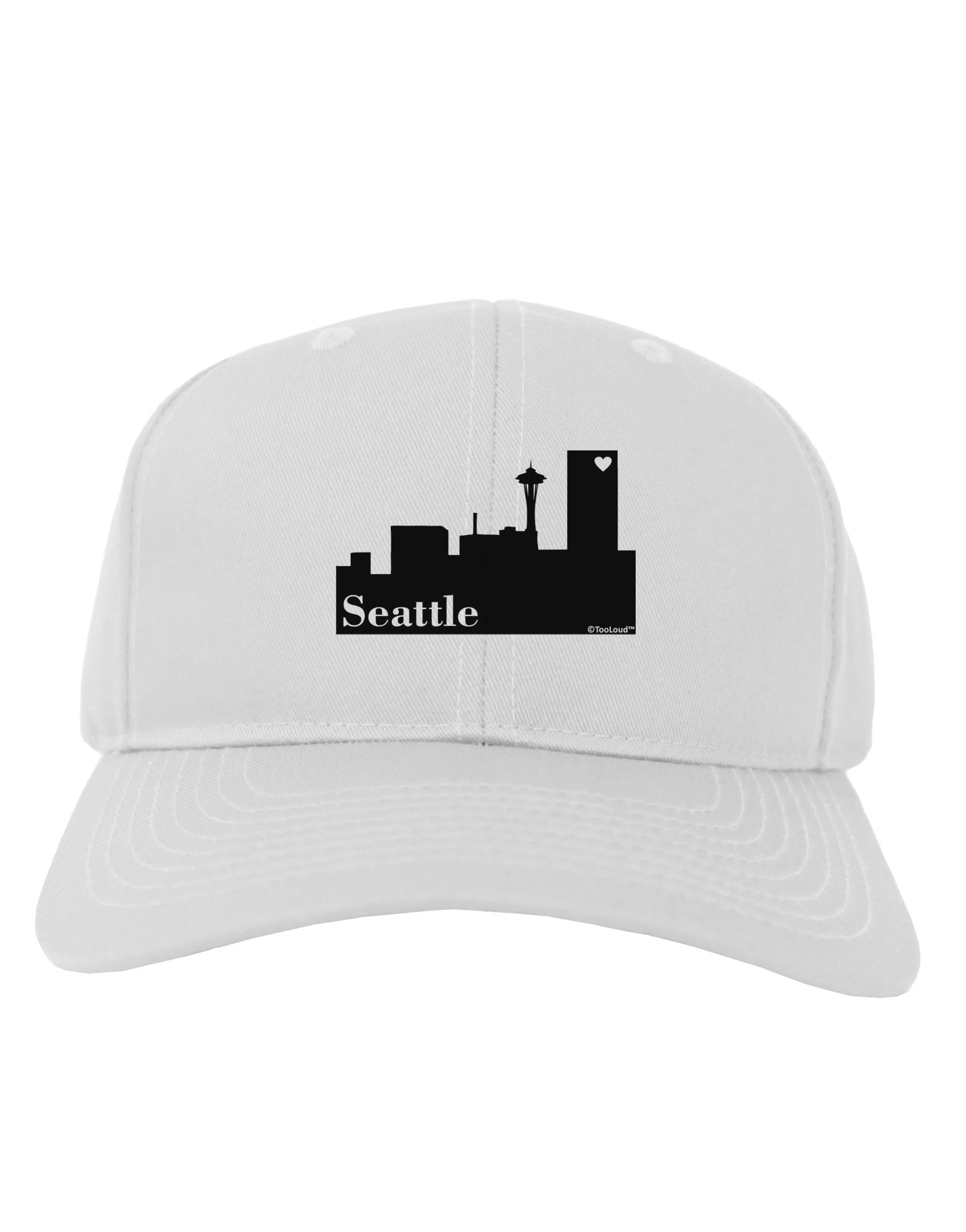 Seattle Skyline with Space Needle Adult Baseball Cap Hat by TooLoud-Baseball Cap-TooLoud-White-One Size-Davson Sales